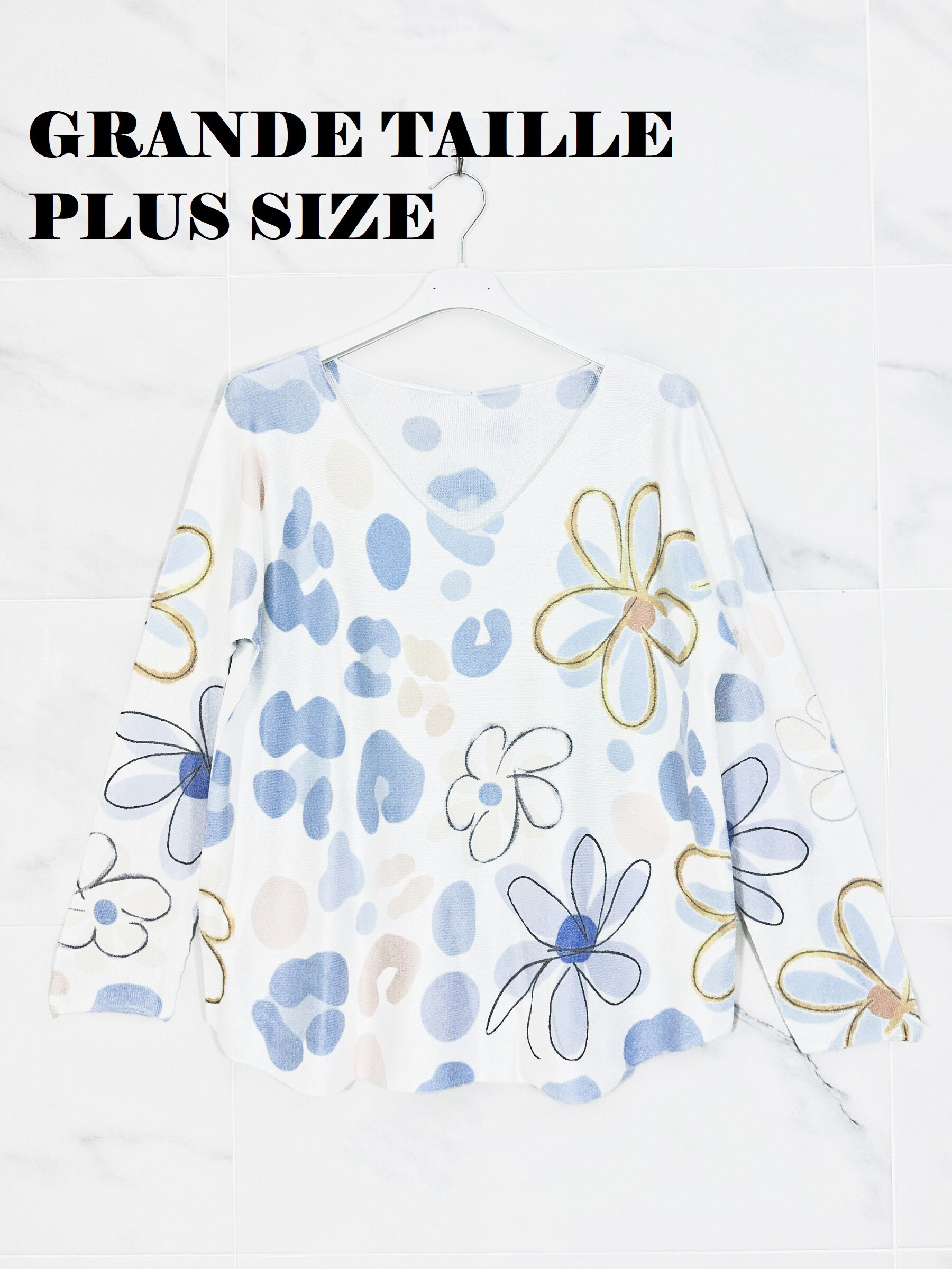 Wholesaler Zafa - PLUS SIZE Premium Quality Seamless Printed Knit Sweater