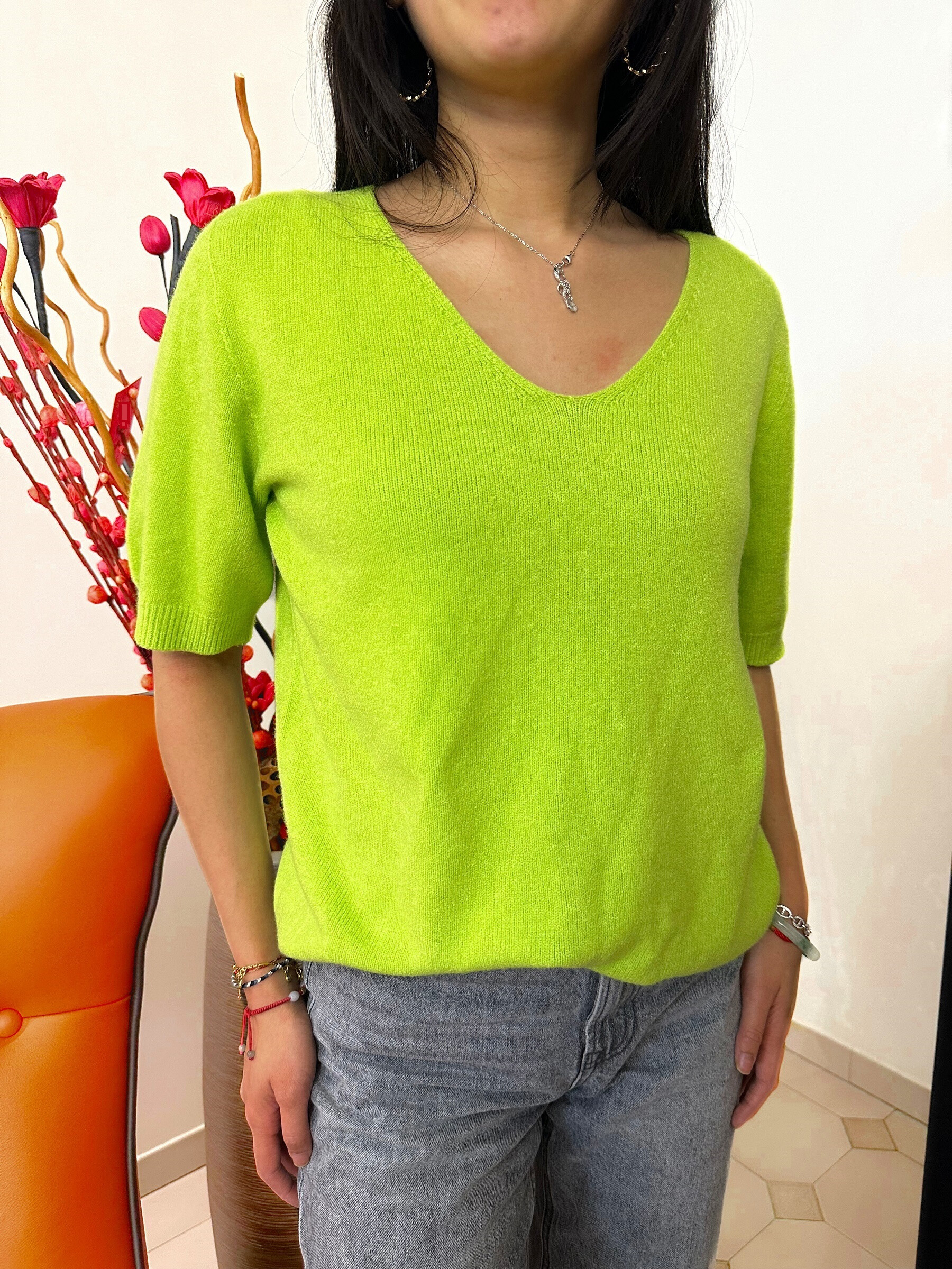 Grossiste Zafa - Pull en maille à manches courte de qualité premium sans couture