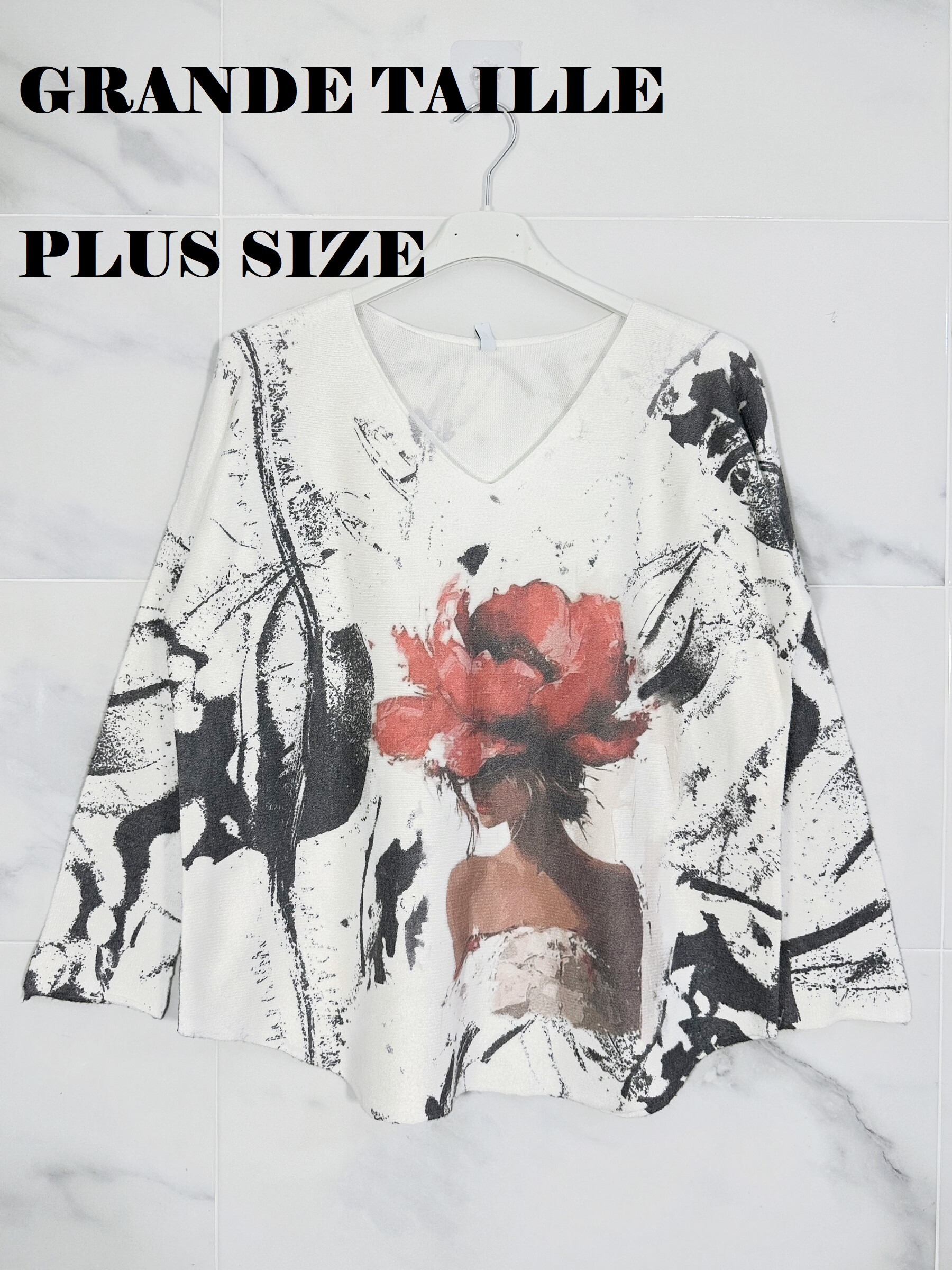 Wholesaler Zafa - PLUS SIZE Premium Quality Seamless Printed Knit Sweater