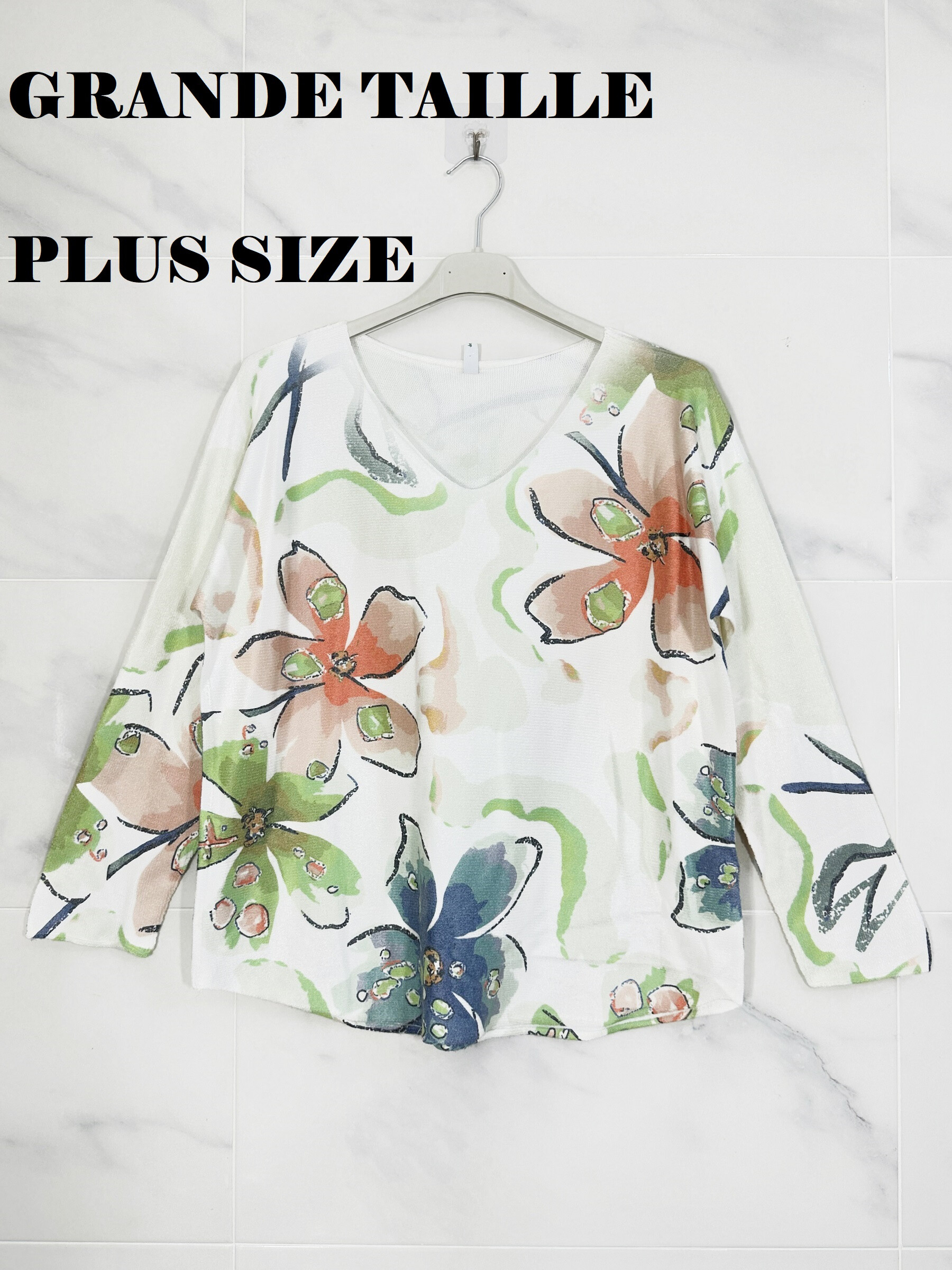 Wholesaler Zafa - PLUS SIZE Premium Quality Seamless Printed Knit Sweater