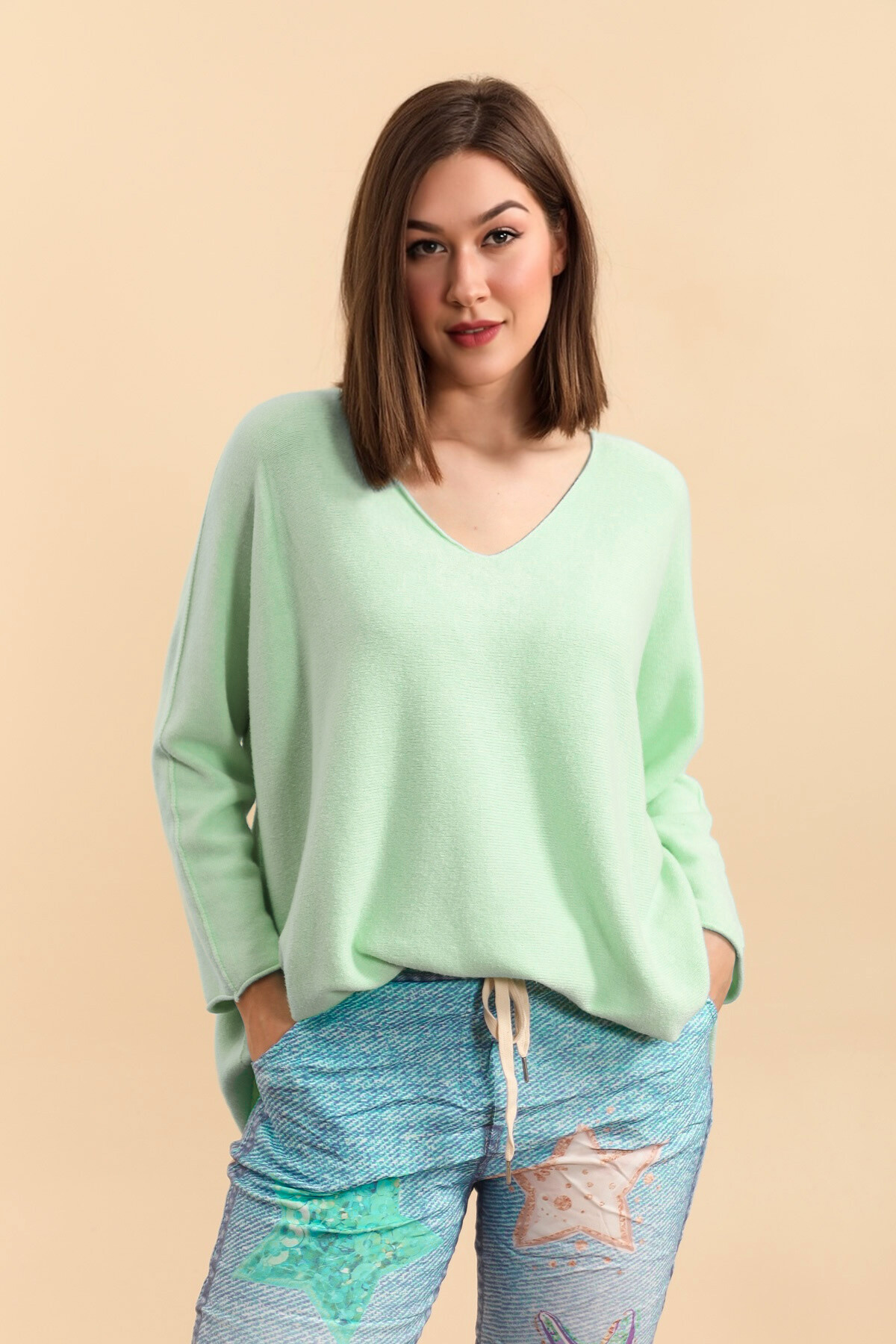 Großhändler Zafa - Hochwertiger, nahtloser Strickpullover in Übergröße