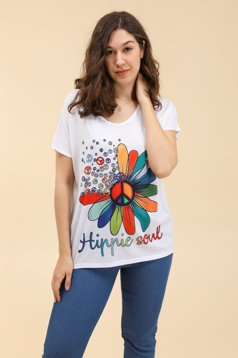 Großhändler Zafa - T-Shirt aus Polyester mit V-Ausschnitt