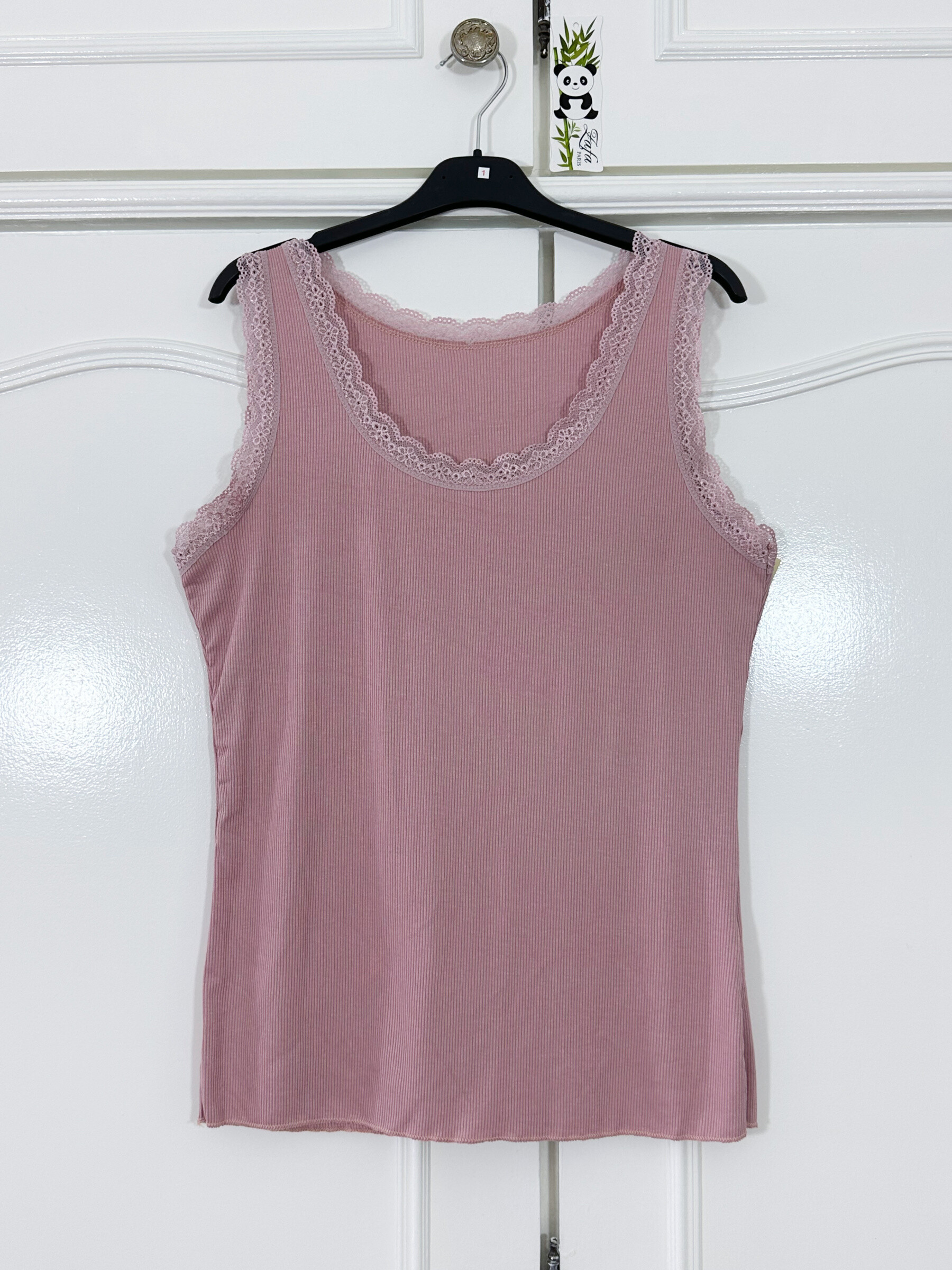 Mayorista Zafa - TALLA GRANDE Camiseta sin mangas de encaje acanalado