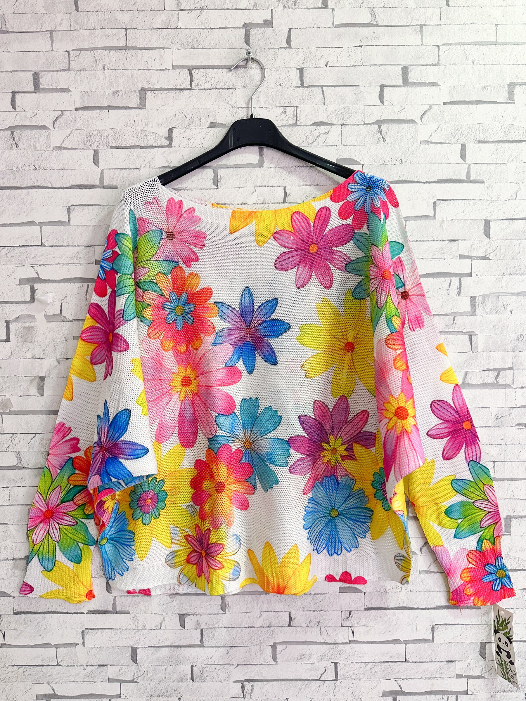 Grossiste Zafa - Pull en maille en col bateau, imprimé