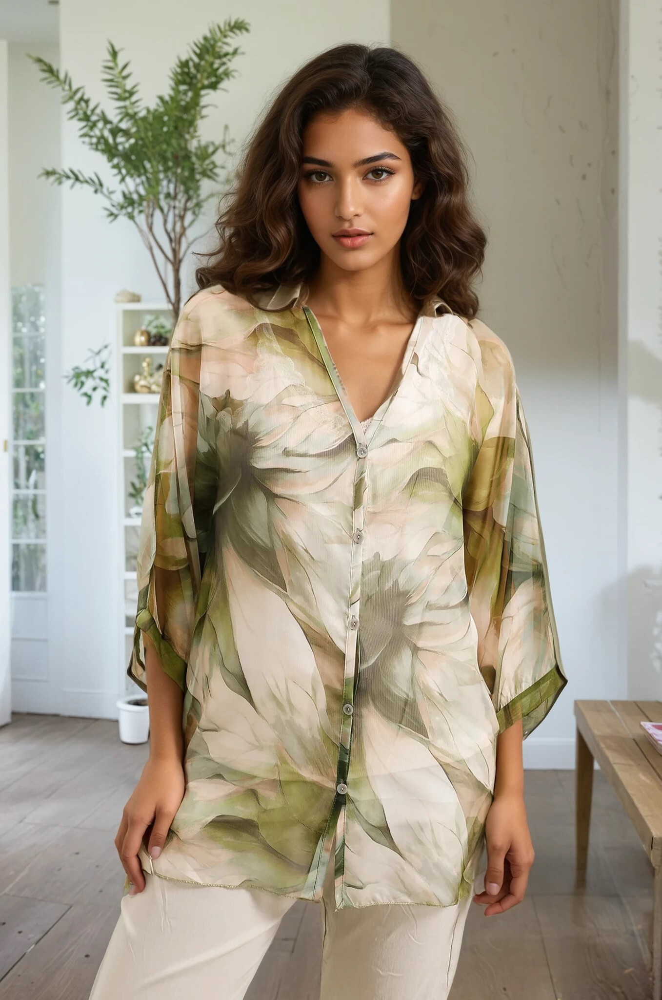 Mayorista Zafa - Botón de la camisa blusa, impresa