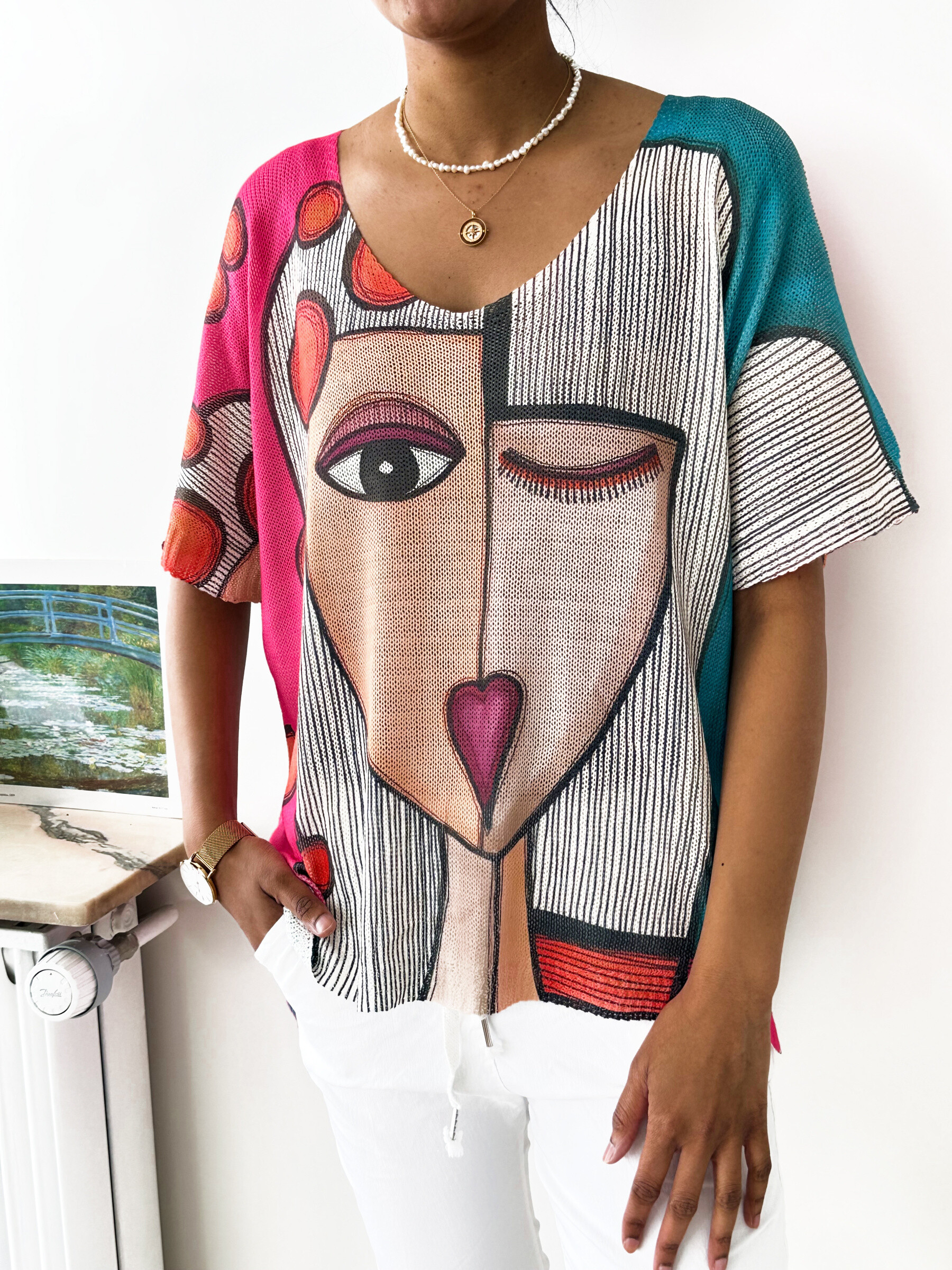 Wholesaler Zafa - Mesh effect T-Shirt, with V-neck