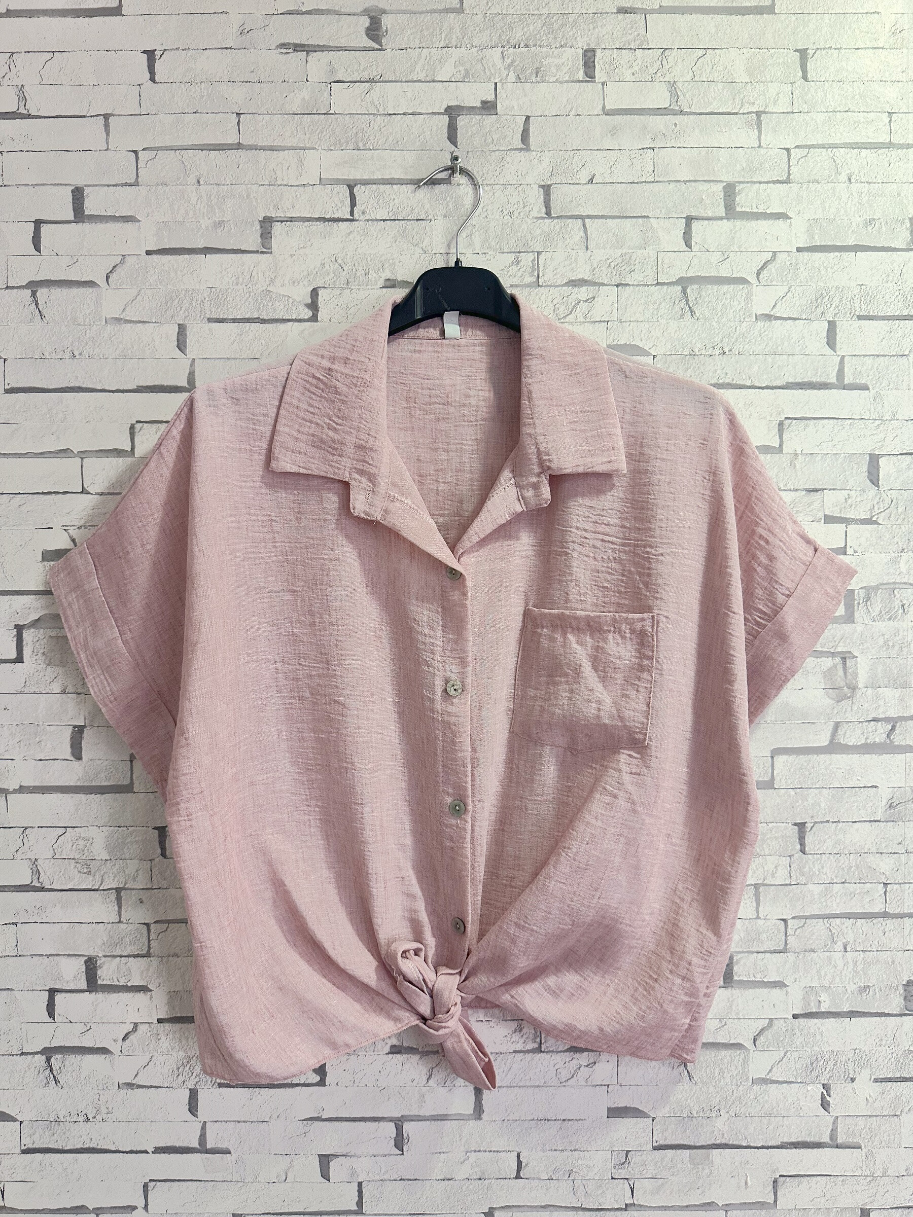 Grossiste Zafa - Chemise à bouton, effet lin, nouable à l'avant