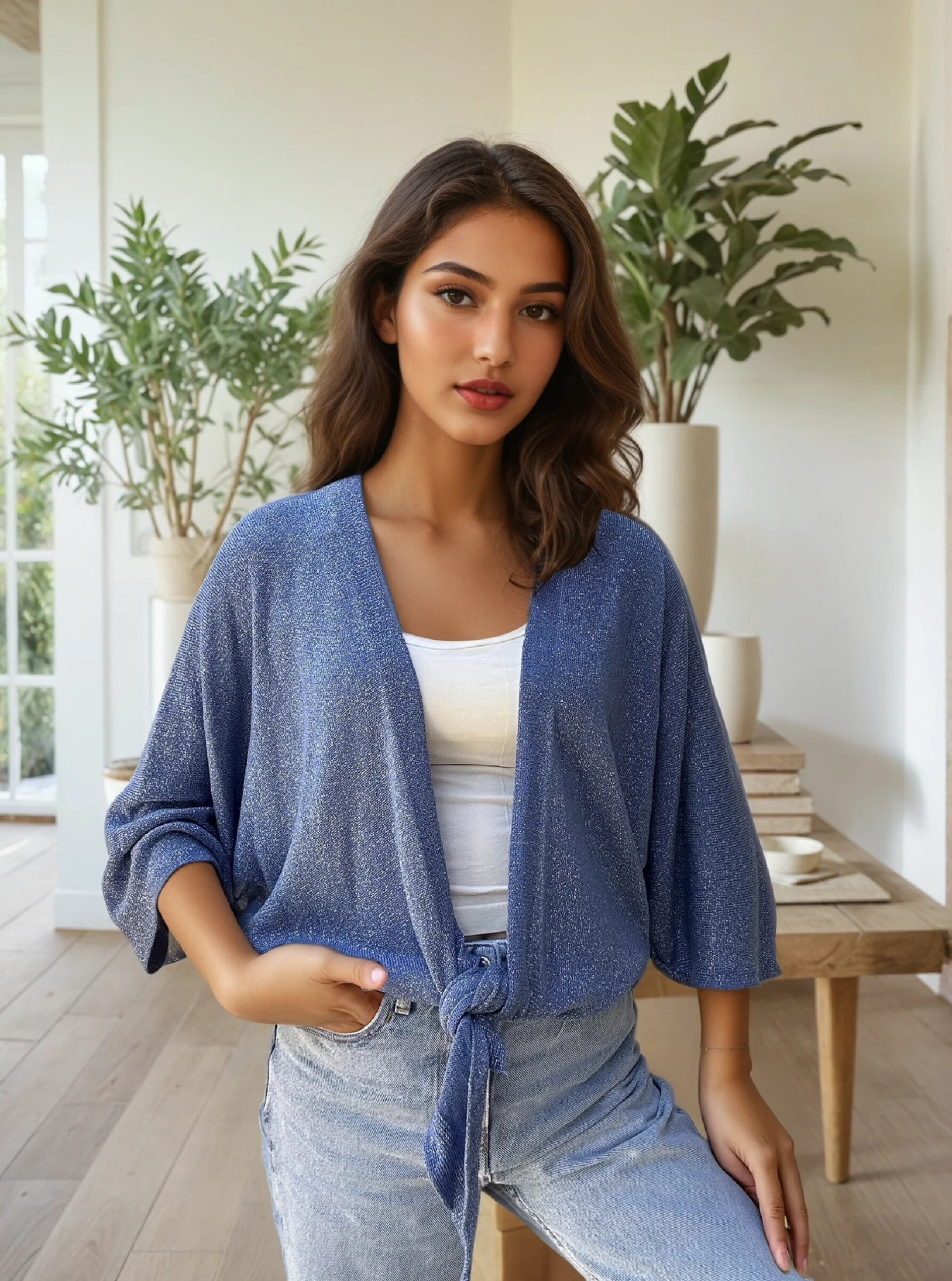 Grossista Zafa - bolero in maglia fine CON LUREX ARGENTO