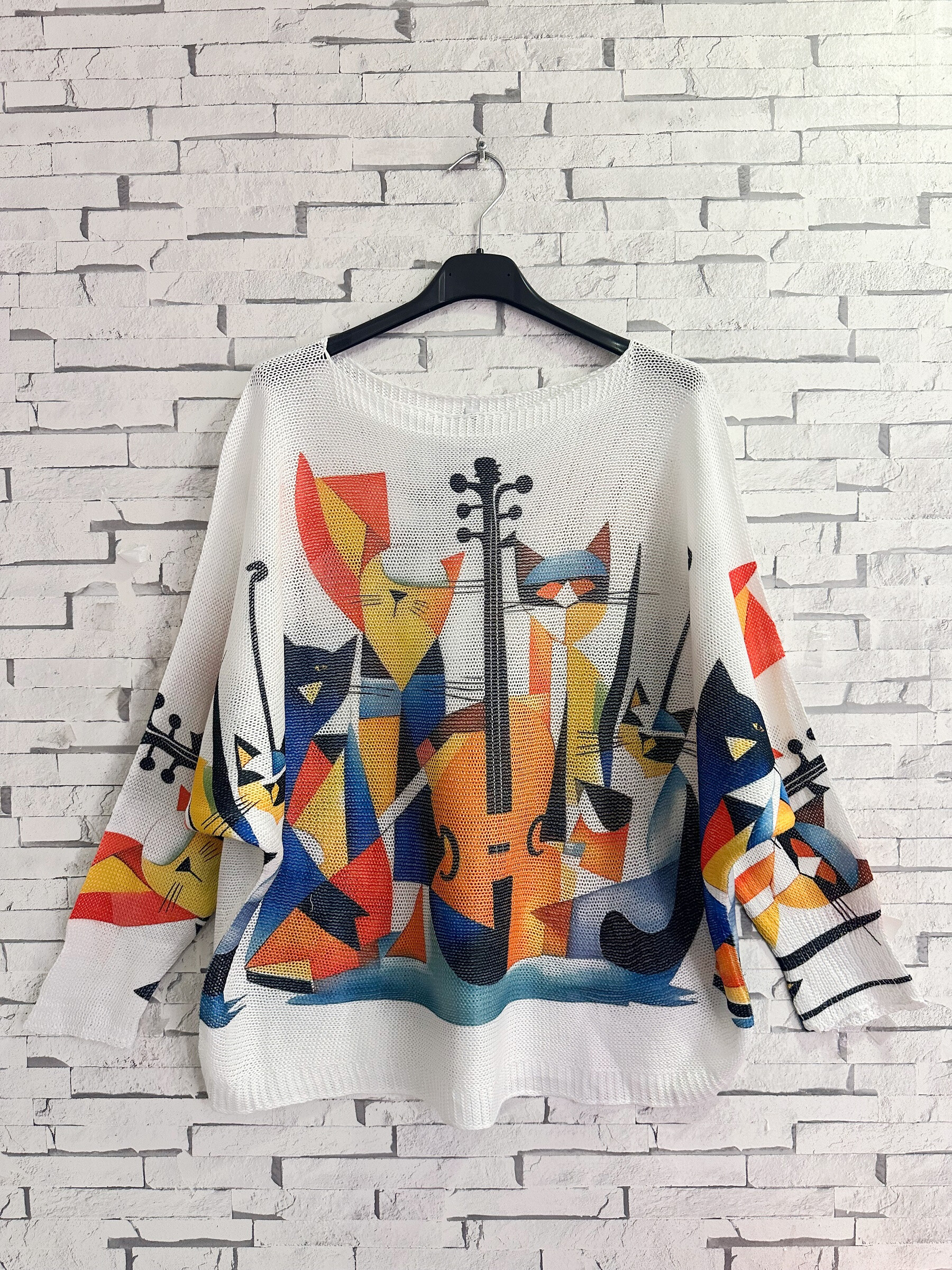 Wholesaler Zafa - Boat neck knitted sweater, printed