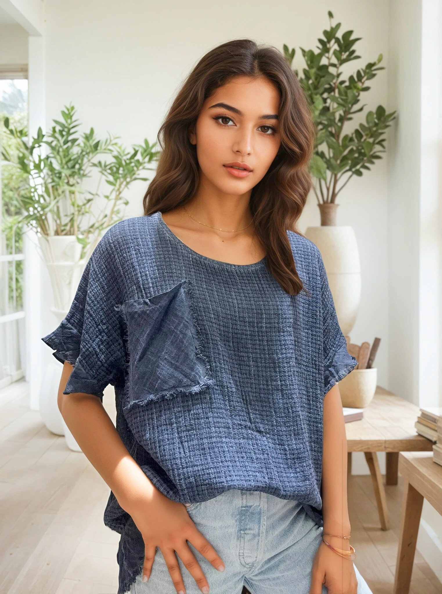 Wholesaler Zafa - Blouse with effiloche detail