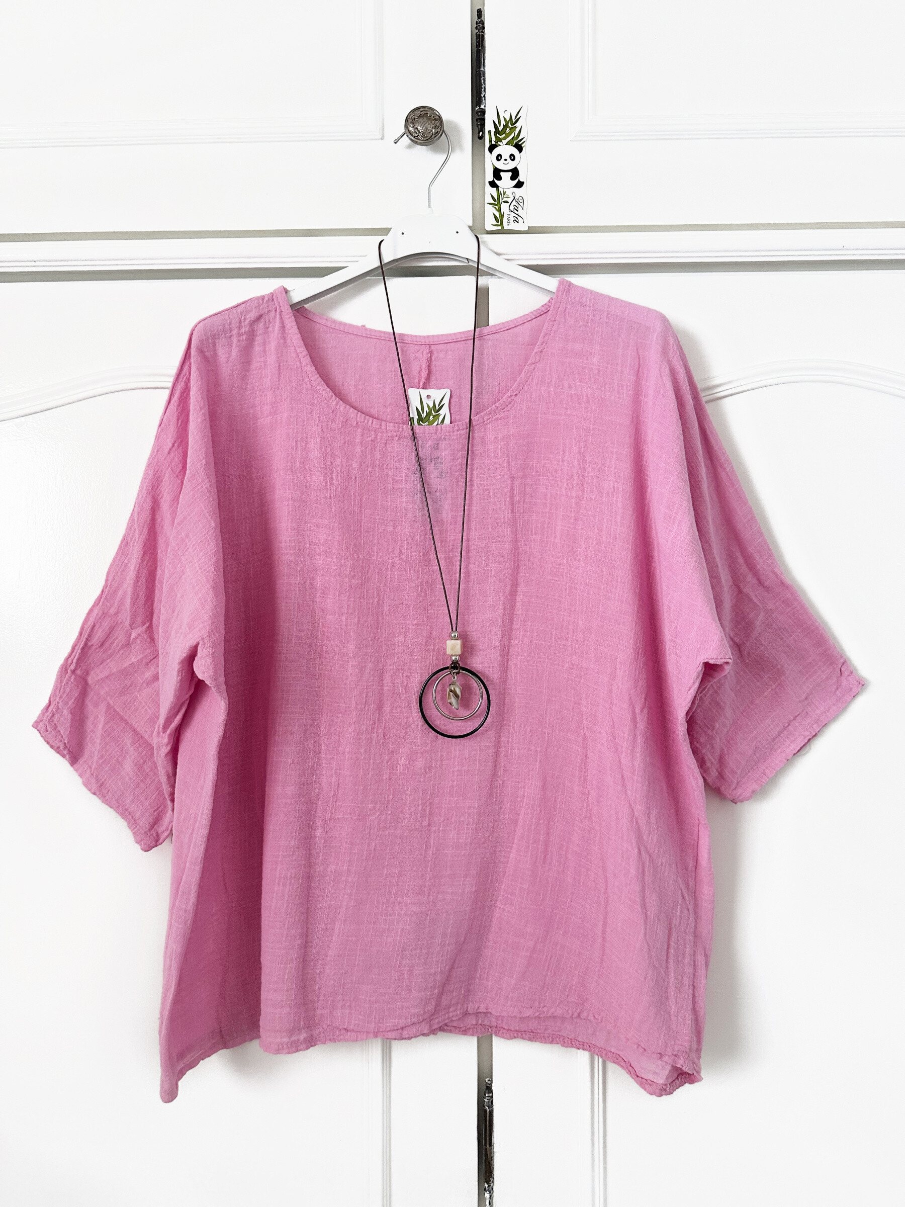 Grossista Zafa - Blusa di cotone con collana.