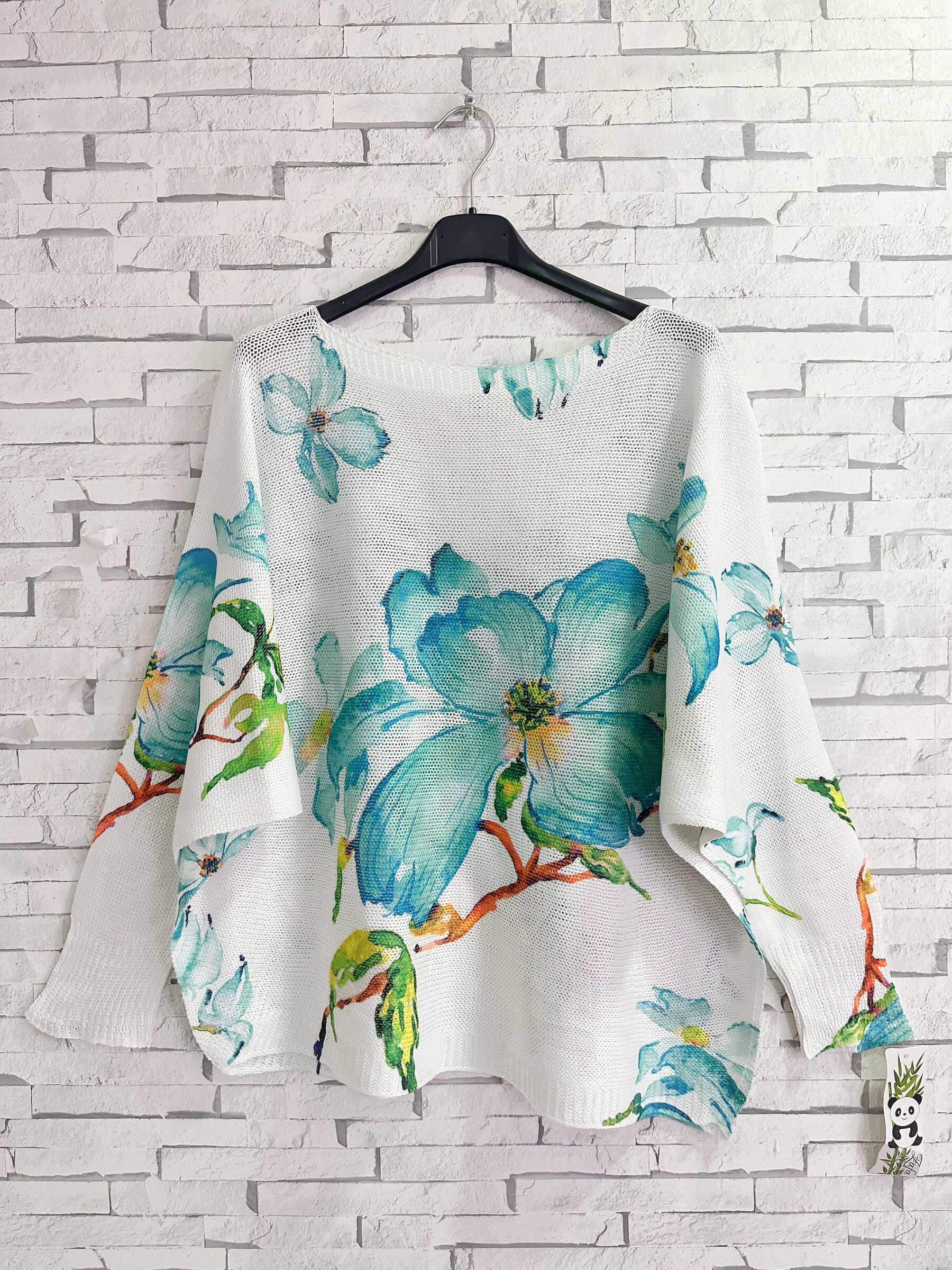 Grossiste Zafa - Pull en maille en col bateau, imprimé