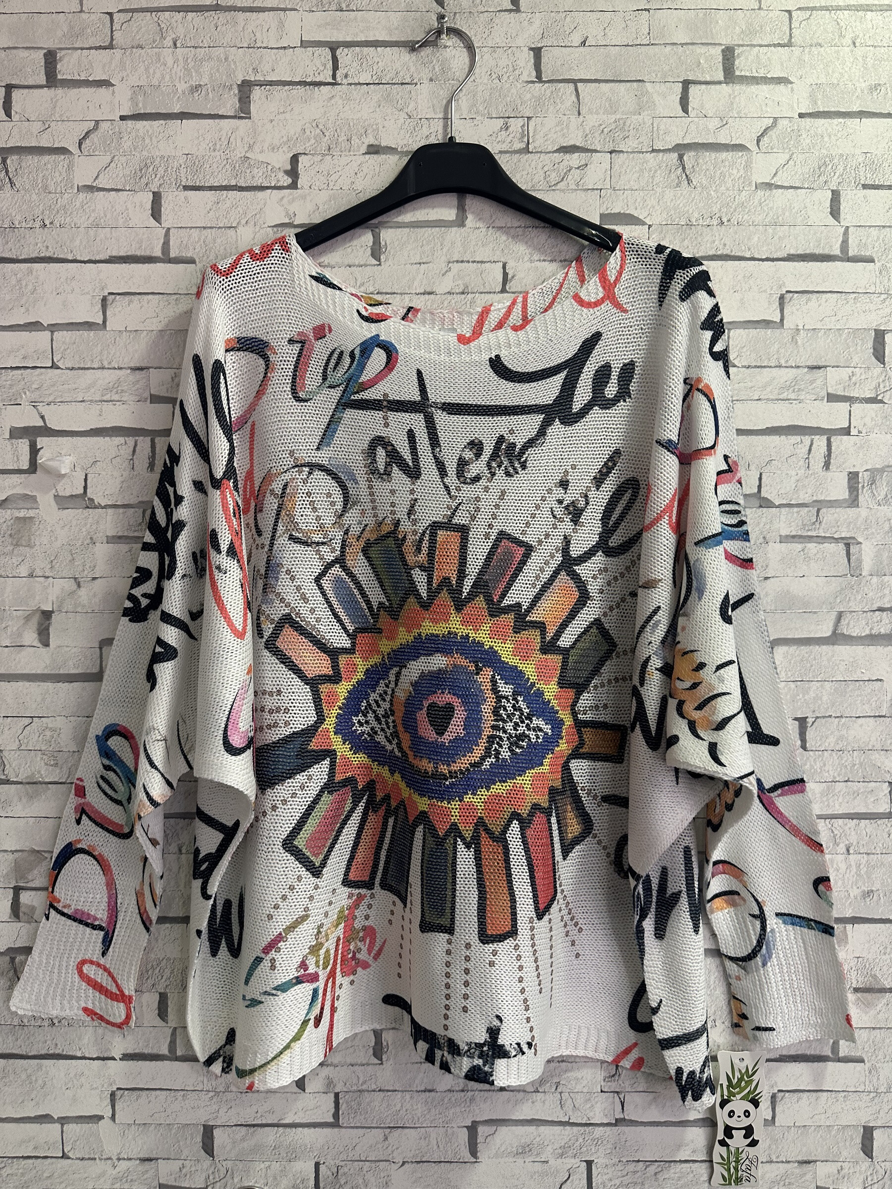 Wholesaler Zafa - Boat neck knitted sweater, printed