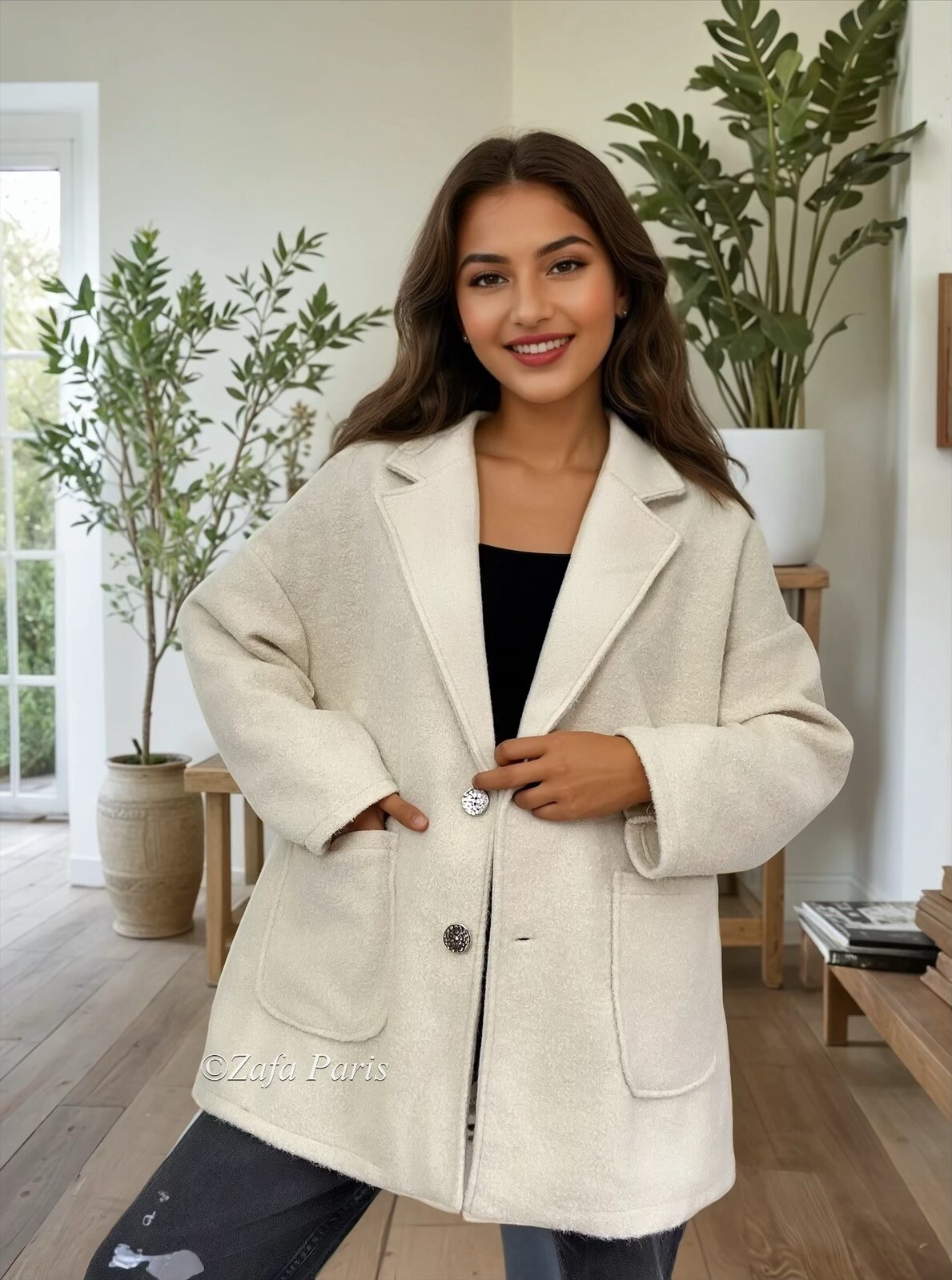 Grossiste Zafa - Veste en effet laine lisse chiné