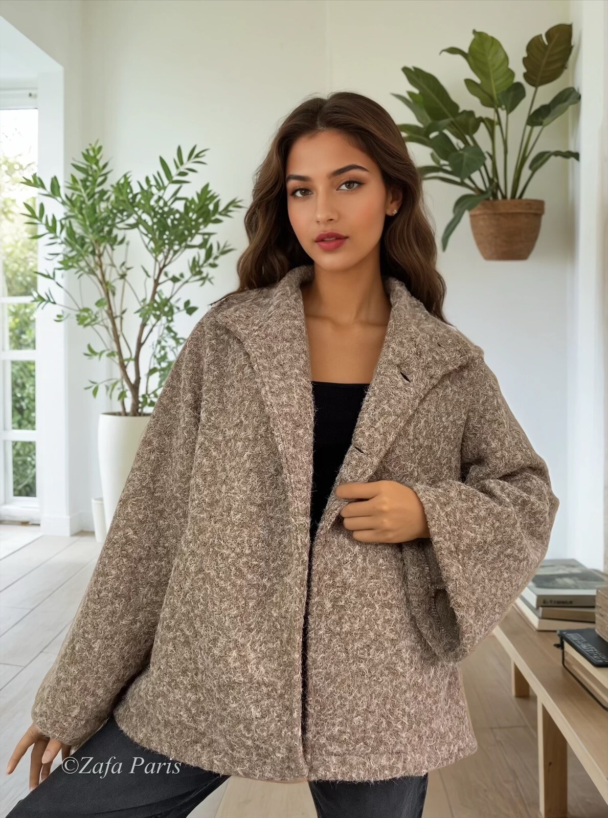 Grossiste Zafa - Veste en effet laine lisse chiné