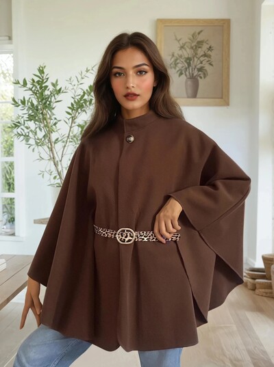 Grossiste Zafa - Veste cape à bouton et ceinture Grossiste Zafa - Veste cape à bouton et ceinture