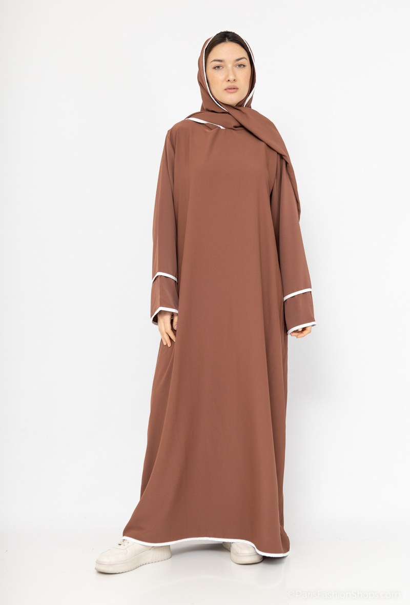 Grossiste ZC MODE - Abaya voile integre avec bordure blanche