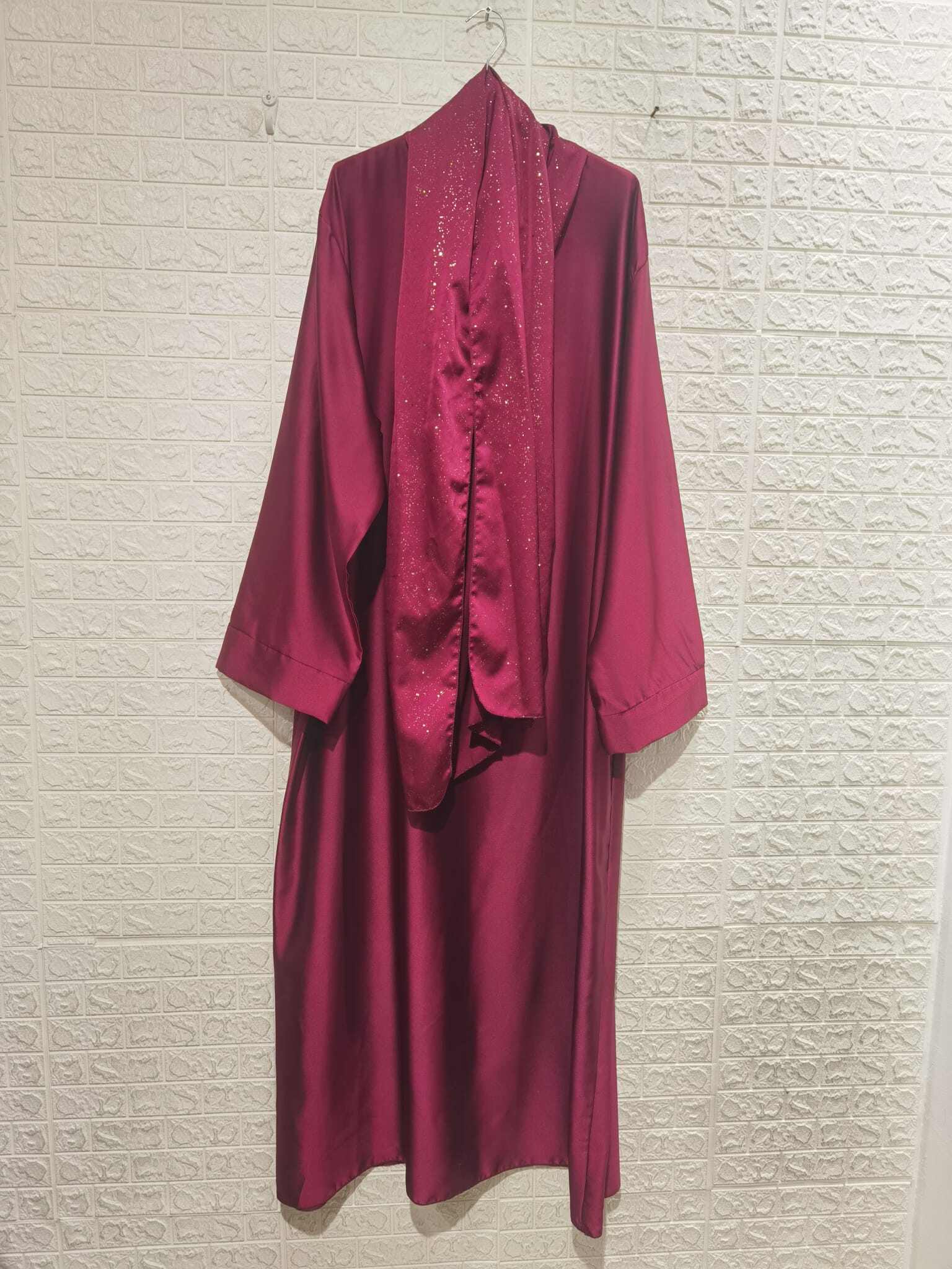 Wholesaler ZC MODE - Satin abaya The scarf is shiny