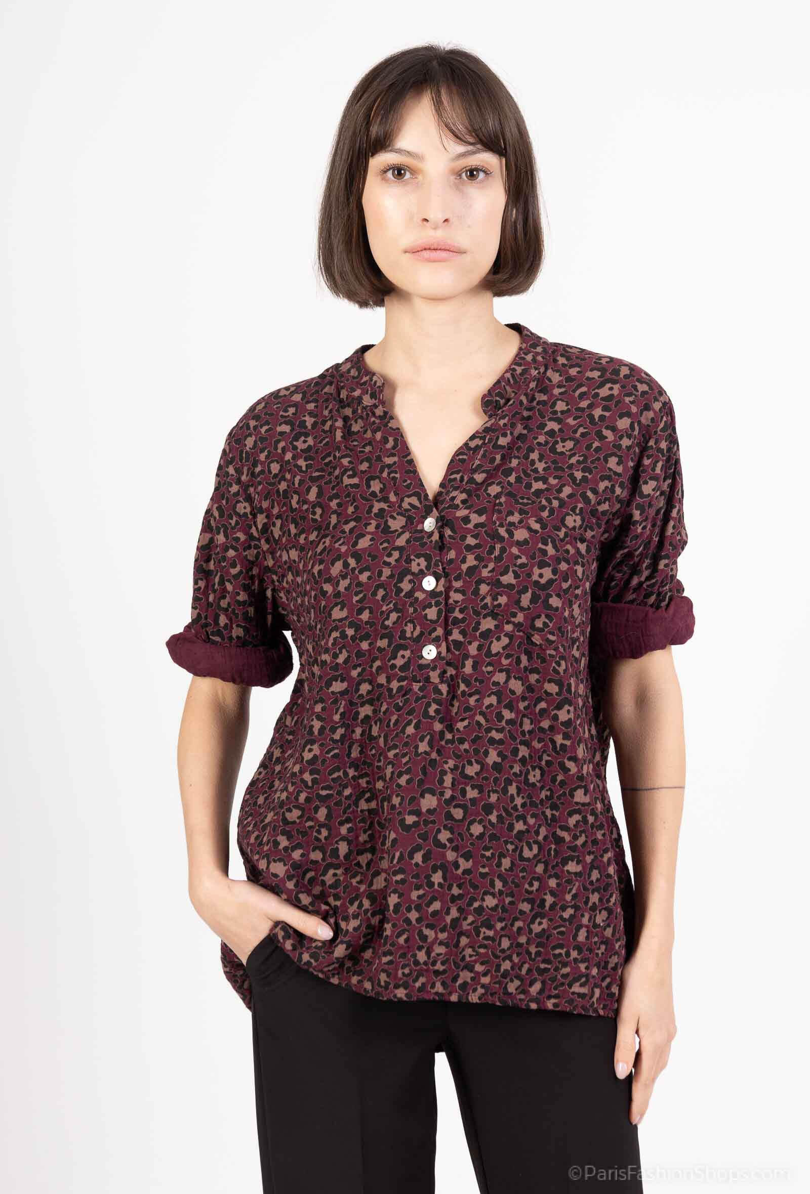 Mayorista Zelia - Blusa animal print manga larga
