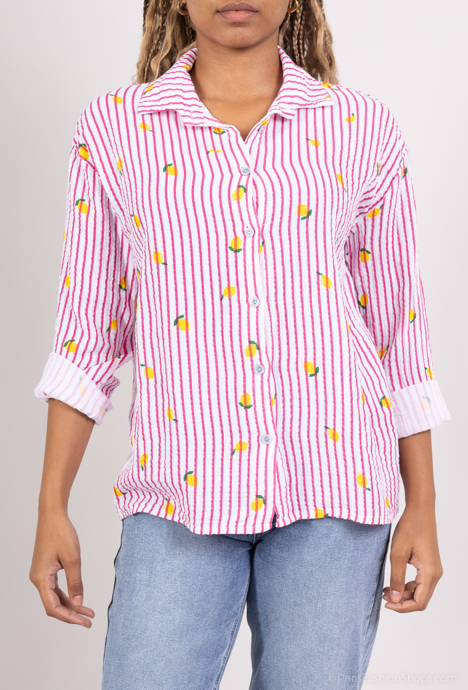 Grossista Zelia - Camicia a strisce e limoni Stampa