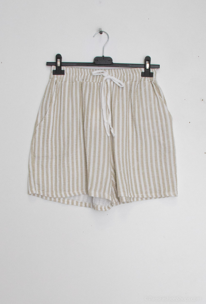 Wholesaler Zelia - Striped cotton gauze shorts