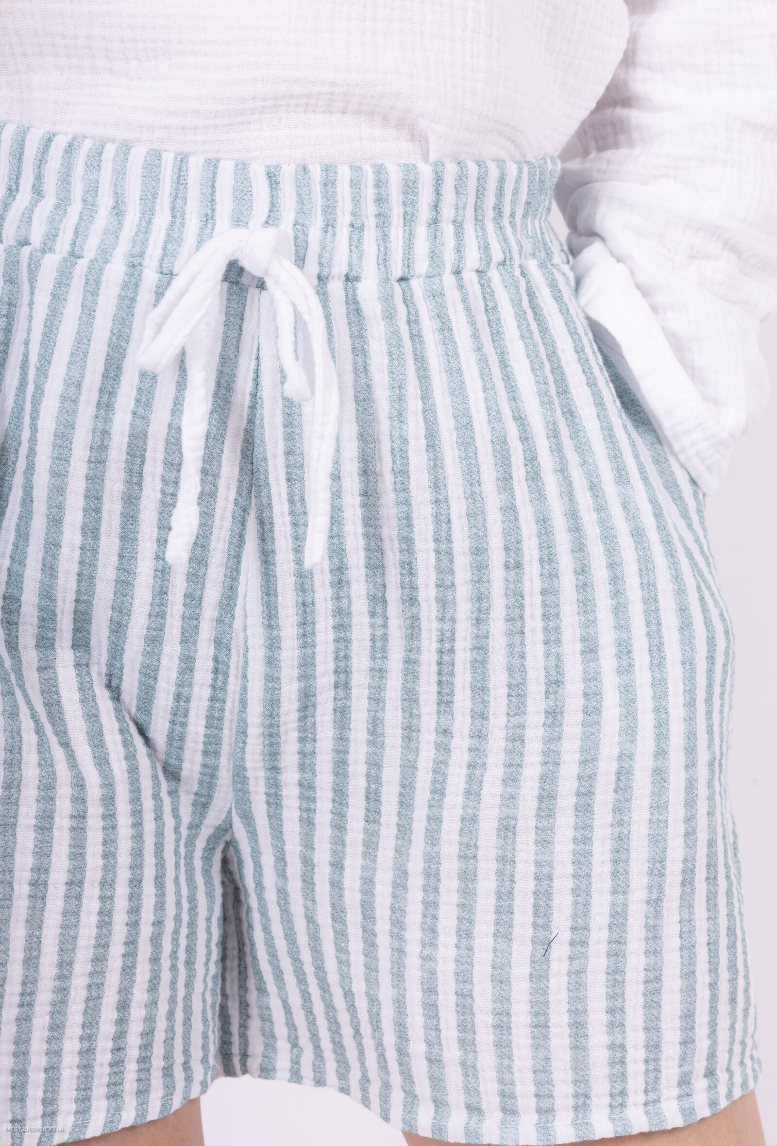 Großhändler Zelia - Gestreifte Shorts aus Baumwollgaze