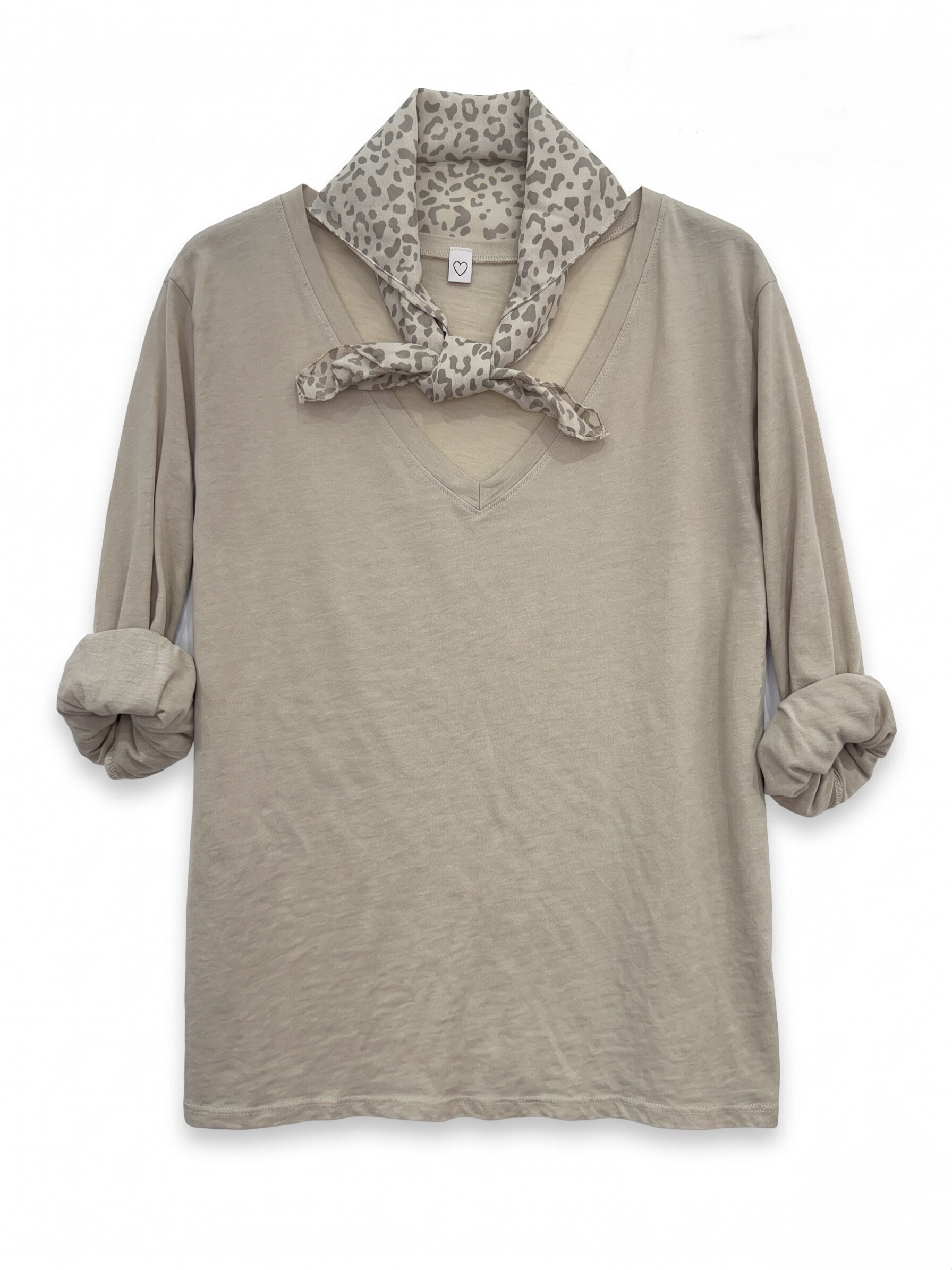 Mayorista Zelia - Camiseta de cuello en V con pañuelo de estampado animal
