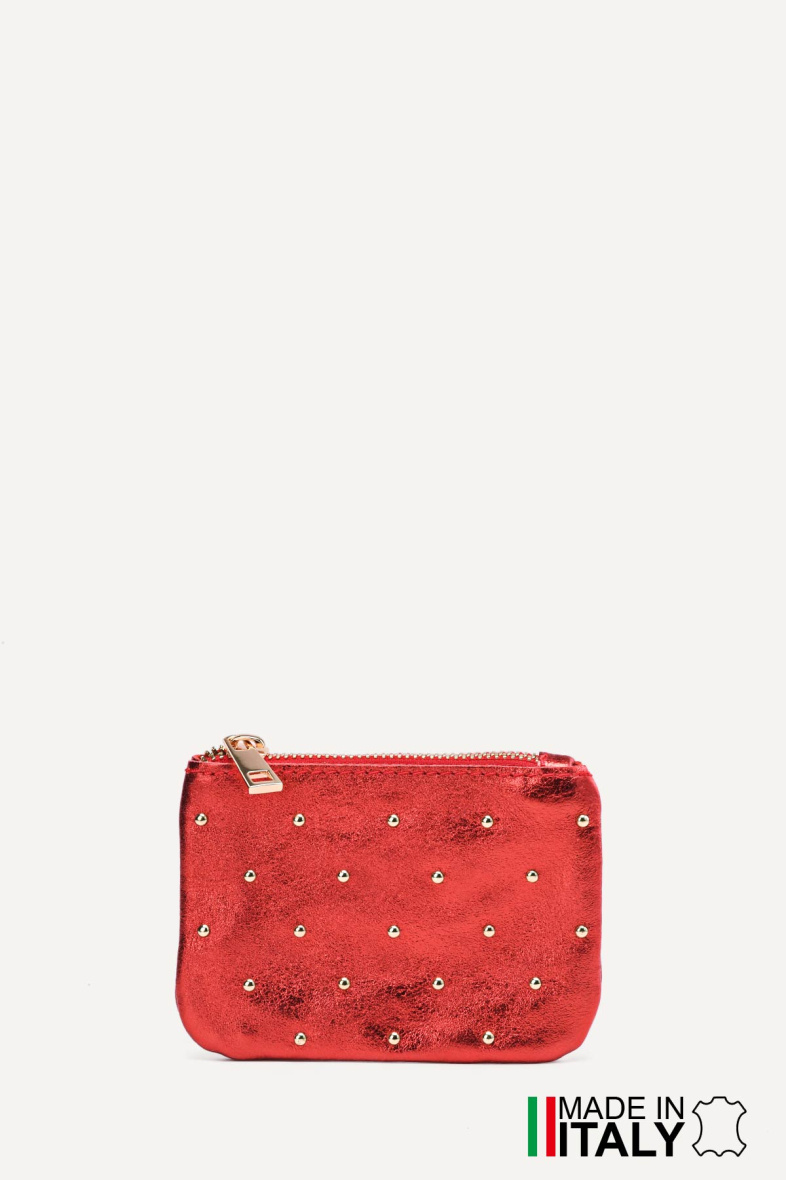 Wholesaler Zevento - Coin purse Flat clutch in studded metallic leather ZE-8003