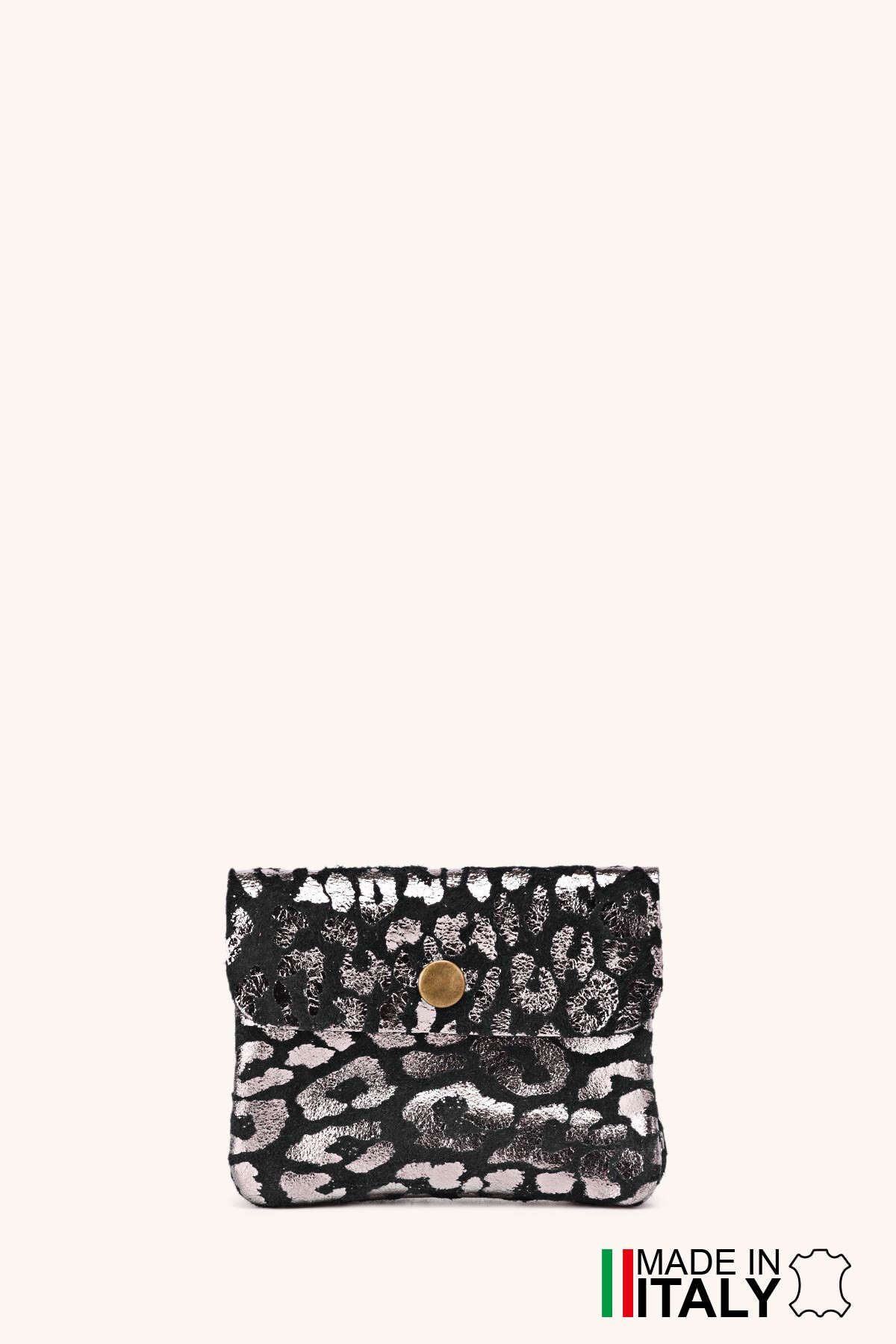 Wholesaler Zevento - Silver leopard print purse in nubuck style leather ZE-8001-LP002-AG