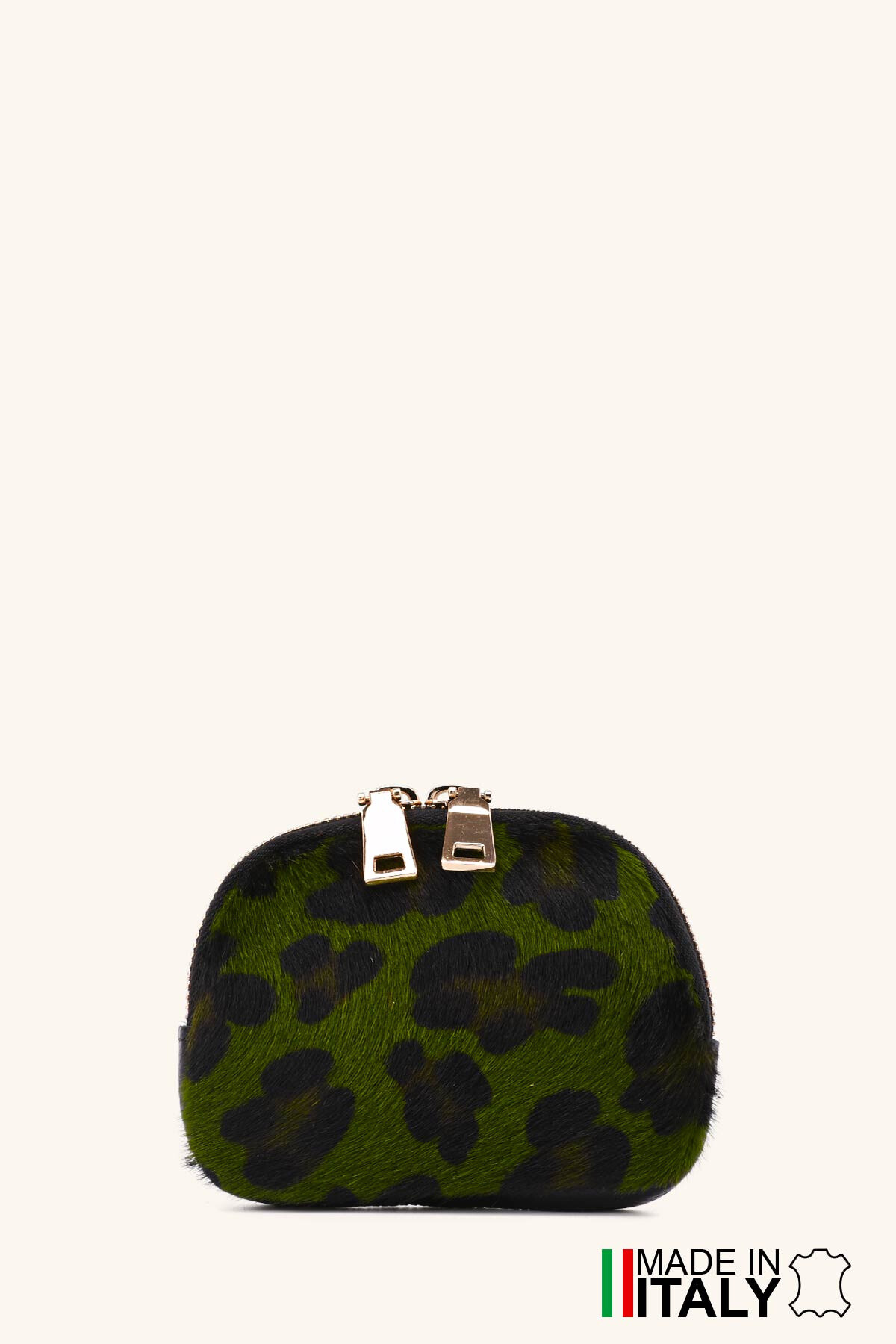 Wholesaler Zevento - ZE-8006-GD-FLP002 Rounded coin purse in Leopard leather printed on hairy skin