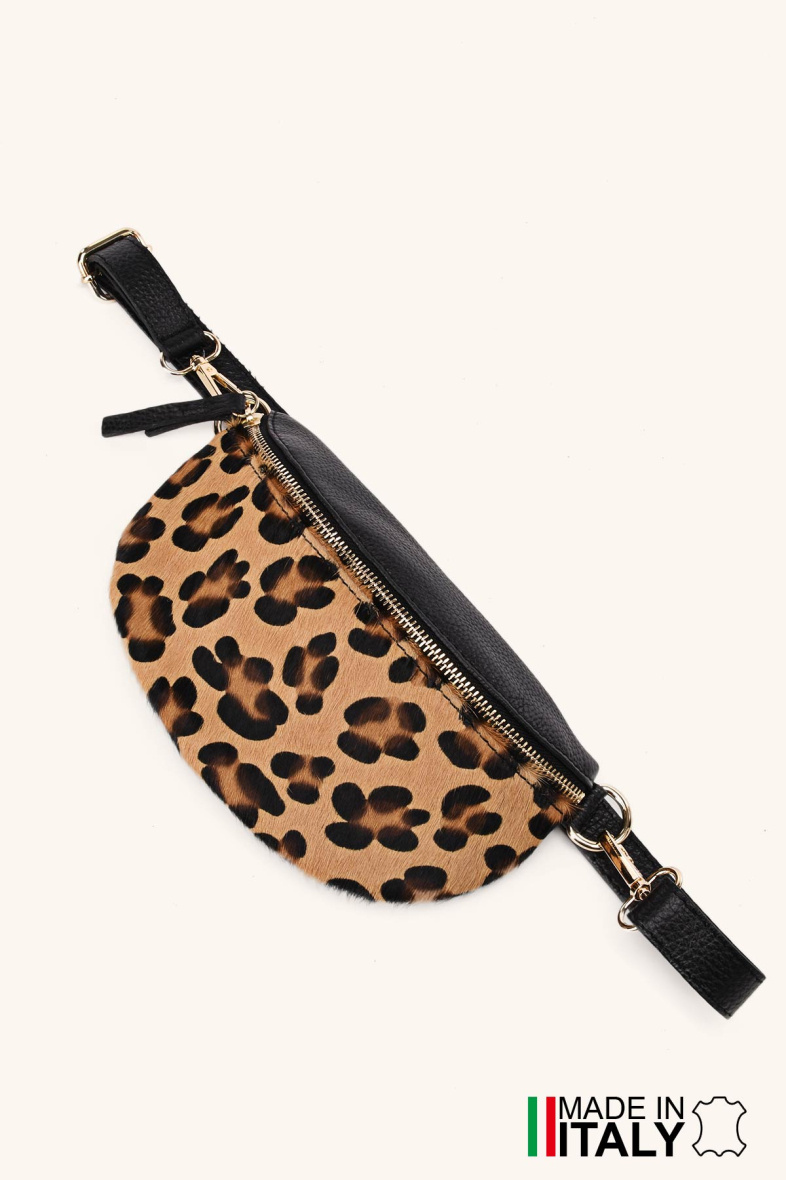 Wholesaler Zevento - Leopard pattern fanny pack printed on furry skin ZE-9022-LP001