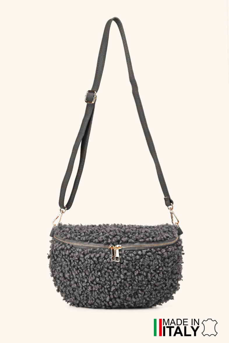 Wholesaler Zevento - Waist bag size S synthetic sheep wool leather shoulder strap ZE-9011-GD
