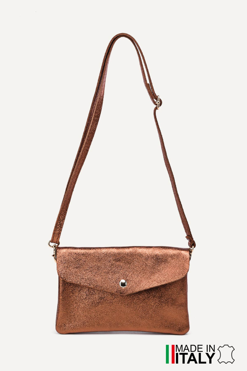 Grossista Zevento - Borsa pochette a tracolla in pelle metallizzata ZE-9010-MT
