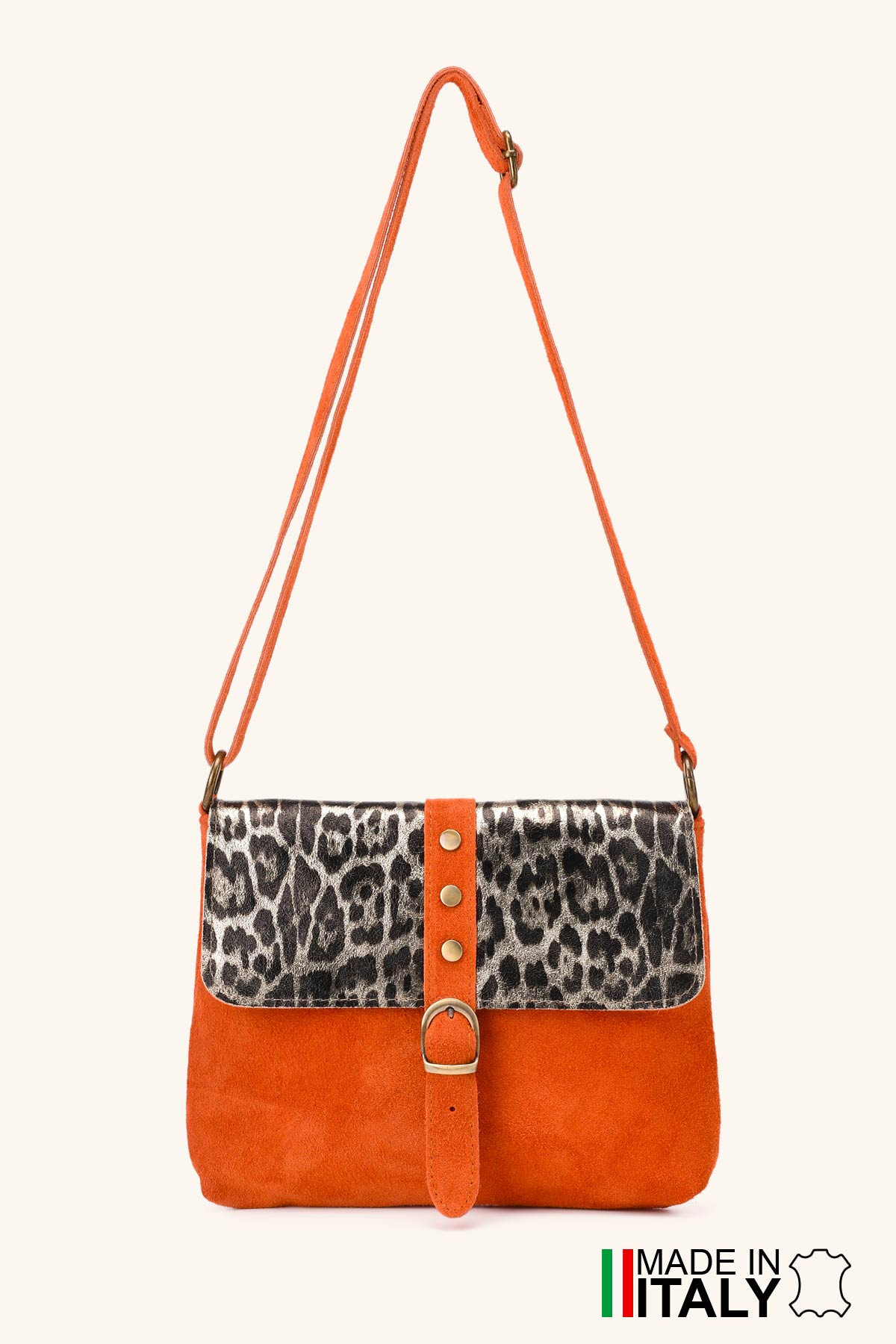 Wholesaler Zevento - Shoulder bag Gibecière Messenger flap leopard print in Leather ZE-9024