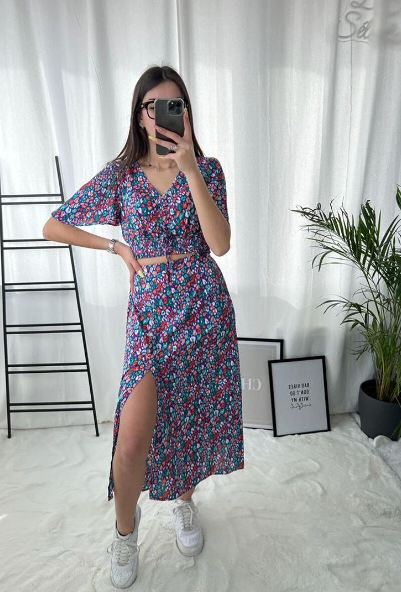 Wholesaler Zoe Mode (Elena Z) - Ensemble brassiere + palazzo tropical