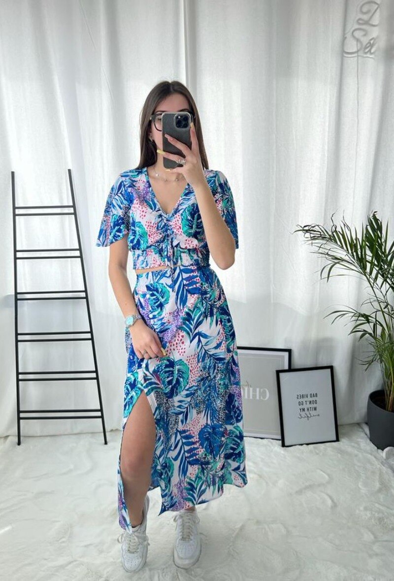 Wholesaler Zoe Mode (Elena Z) - Ensemble brassiere + palazzo tropical