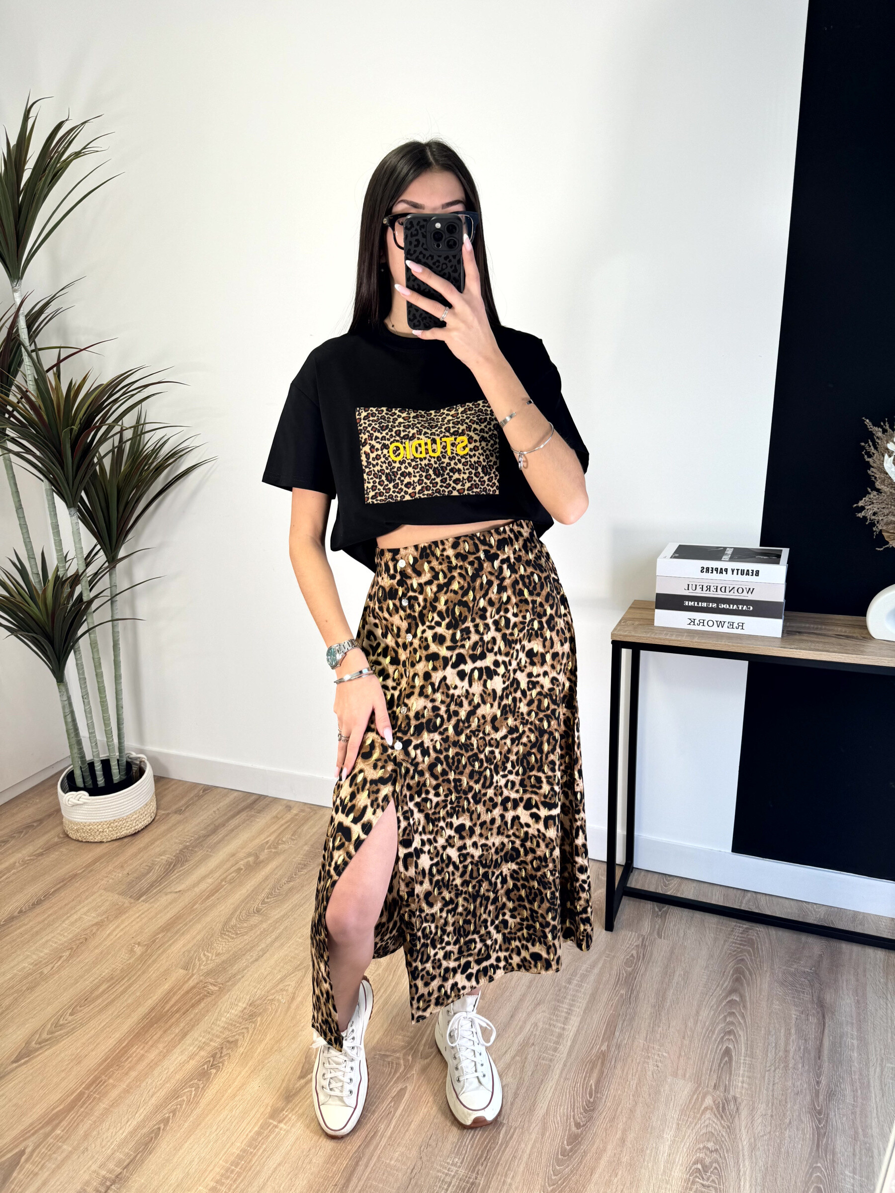 Wholesaler Zoe Mode (Elena Z) - Golden leopard skirt