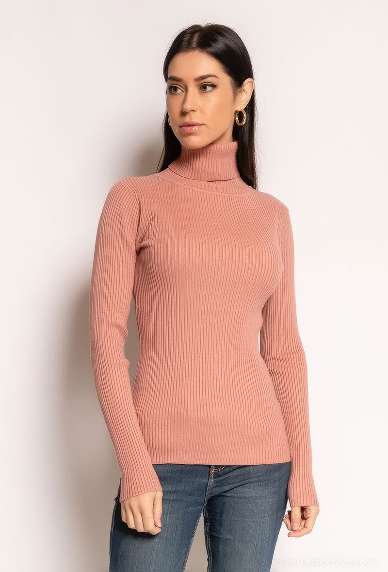 Wholesaler Zoe Mode (Elena Z) - Turtleneck sweater in ribbed knit