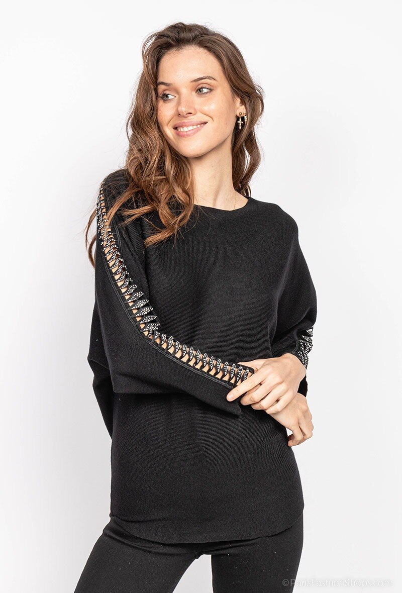 Wholesaler Zoe Mode (Elena Z) - Batwing sleeves knit sweater