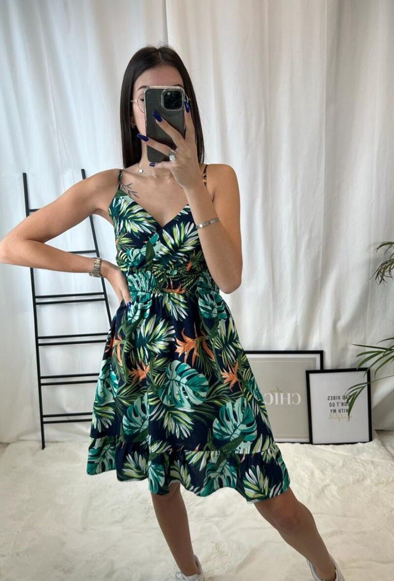 Wholesaler Zoe Mode (Elena Z) - Robe cache-cœur à imprimé feuilles
