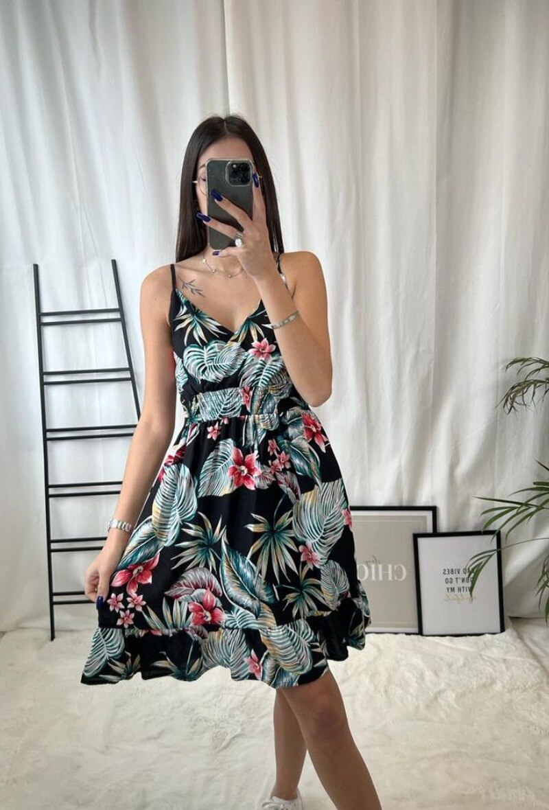 Wholesaler Zoe Mode (Elena Z) - Robe cache-cœur à imprimé feuilles Avec doré