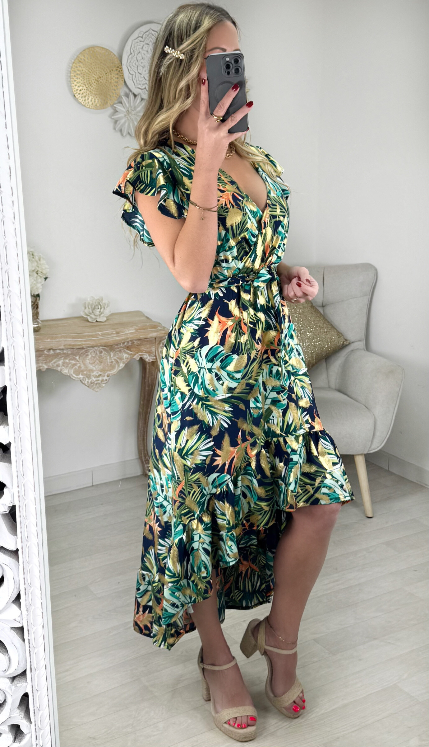 Wholesaler Zoe Mode (Elena Z) - Long asymmetrical dress with gold