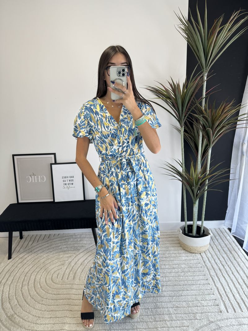 Wholesaler Zoe Mode (Elena Z) - Tropical Long Dress With Gold