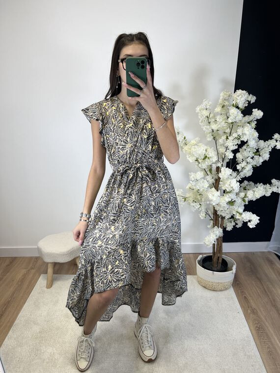 Großhändler Zoe Mode (Elena Z) - Asymmetrisches Kleid mit Golden