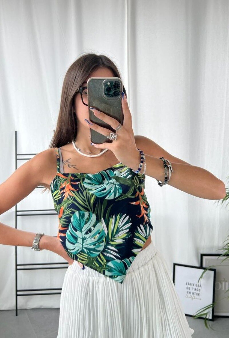 Wholesaler Zoe Mode (Elena Z) - Top bandana foulard fleuri