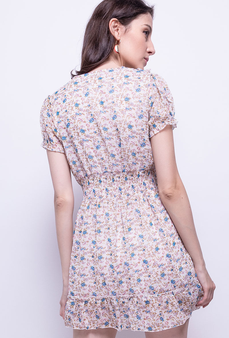 Kleid mit Muster - Blau - 4 - Großformat