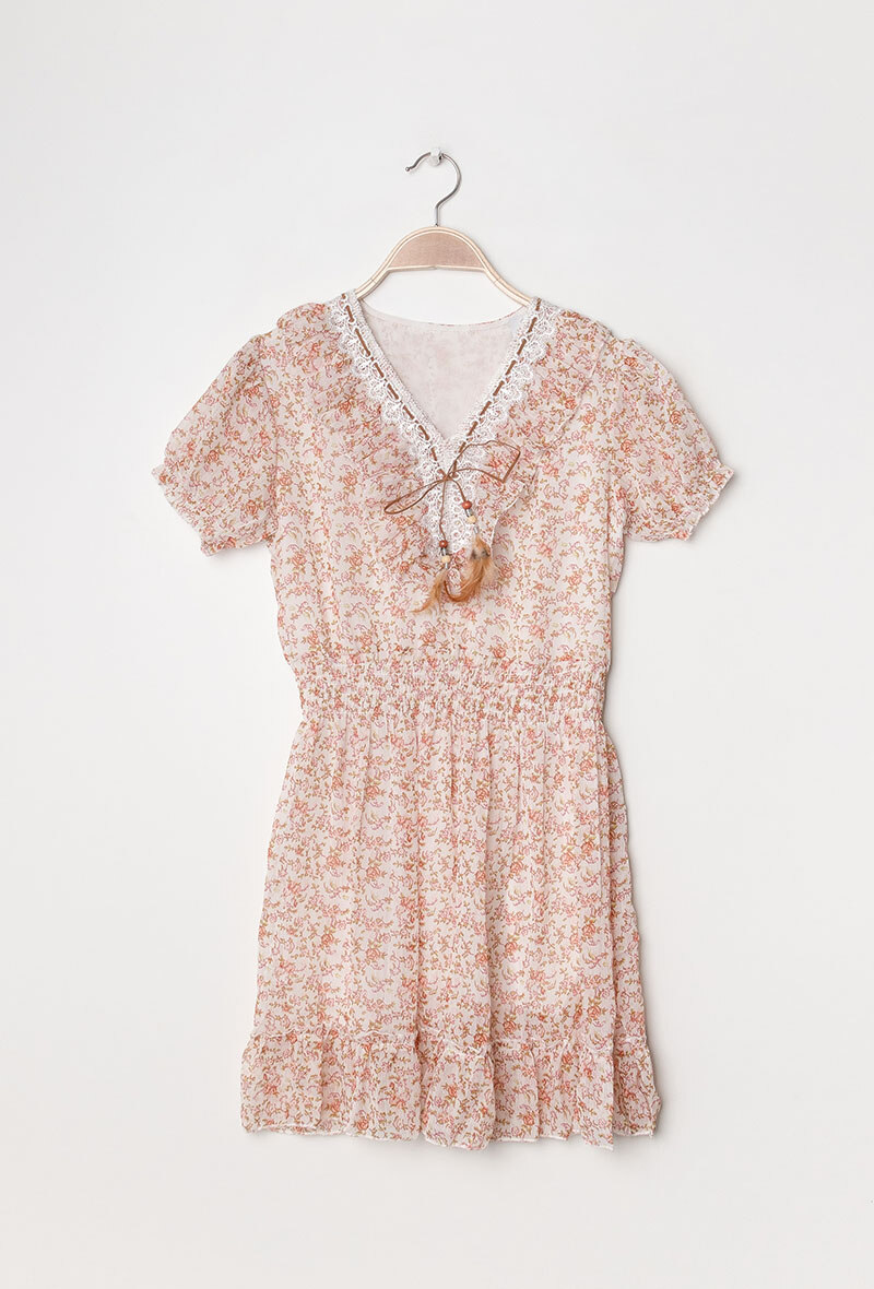 Kleid mit Muster - Orange - 1 - Großformat