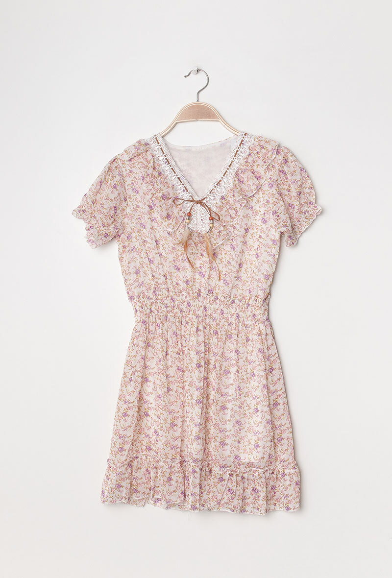 Kleid mit Muster - Violett - 1 - Großformat