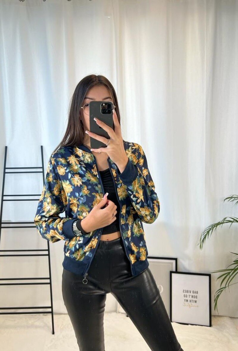 Wholesaler Zoe Mode (Elena Z) - Flower printed zipped jacket