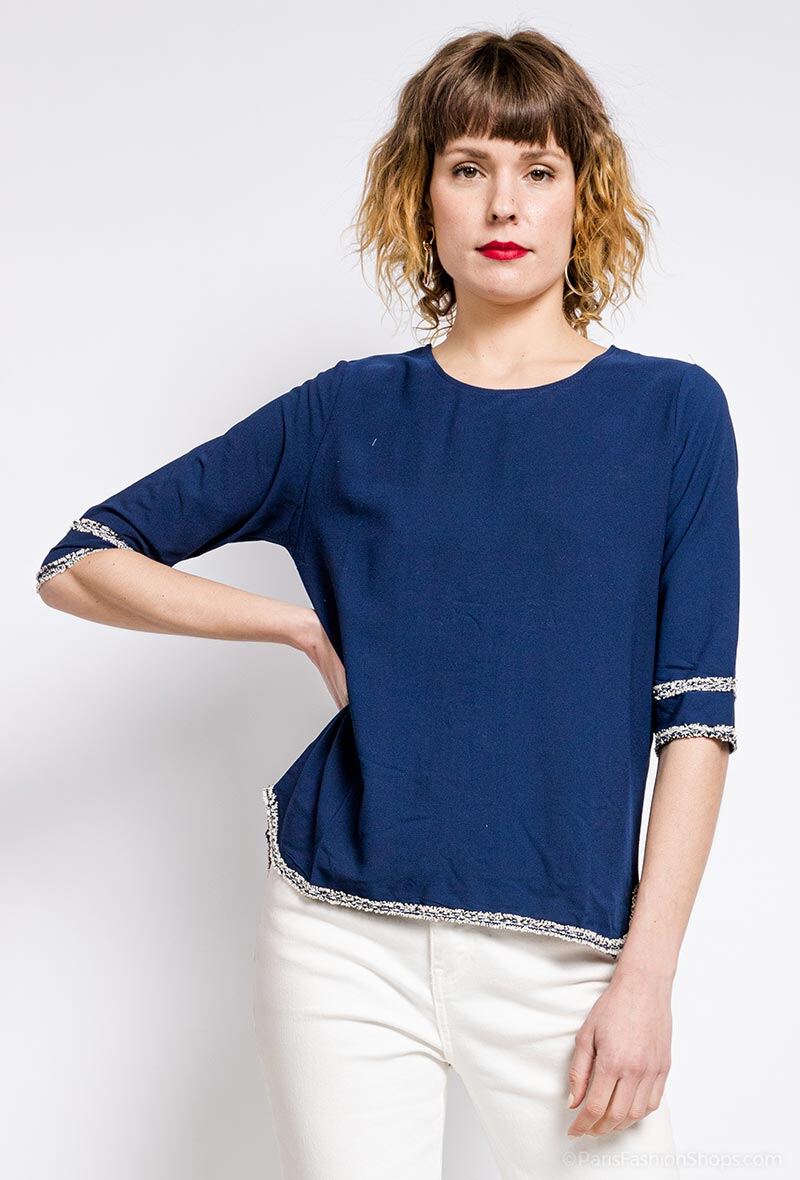 Grossiste Zoe Mode (Elena Z) - Blouse avec bordure tweed